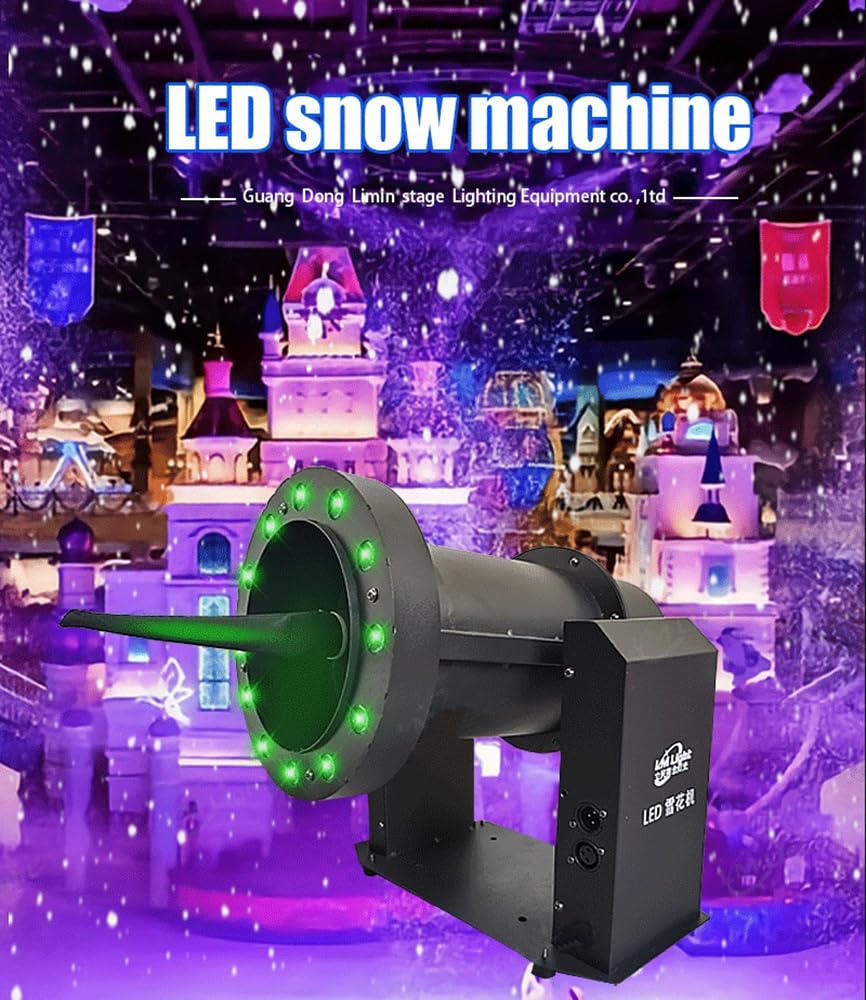 FAXIOAWA Máquina de Nieve Mejorada de 2000 W con 12 Luces LED RGB, producción de Escenario de Grado Profesional, Navidad, Halloween, Fiestas, Bodas y escenarios de DJ