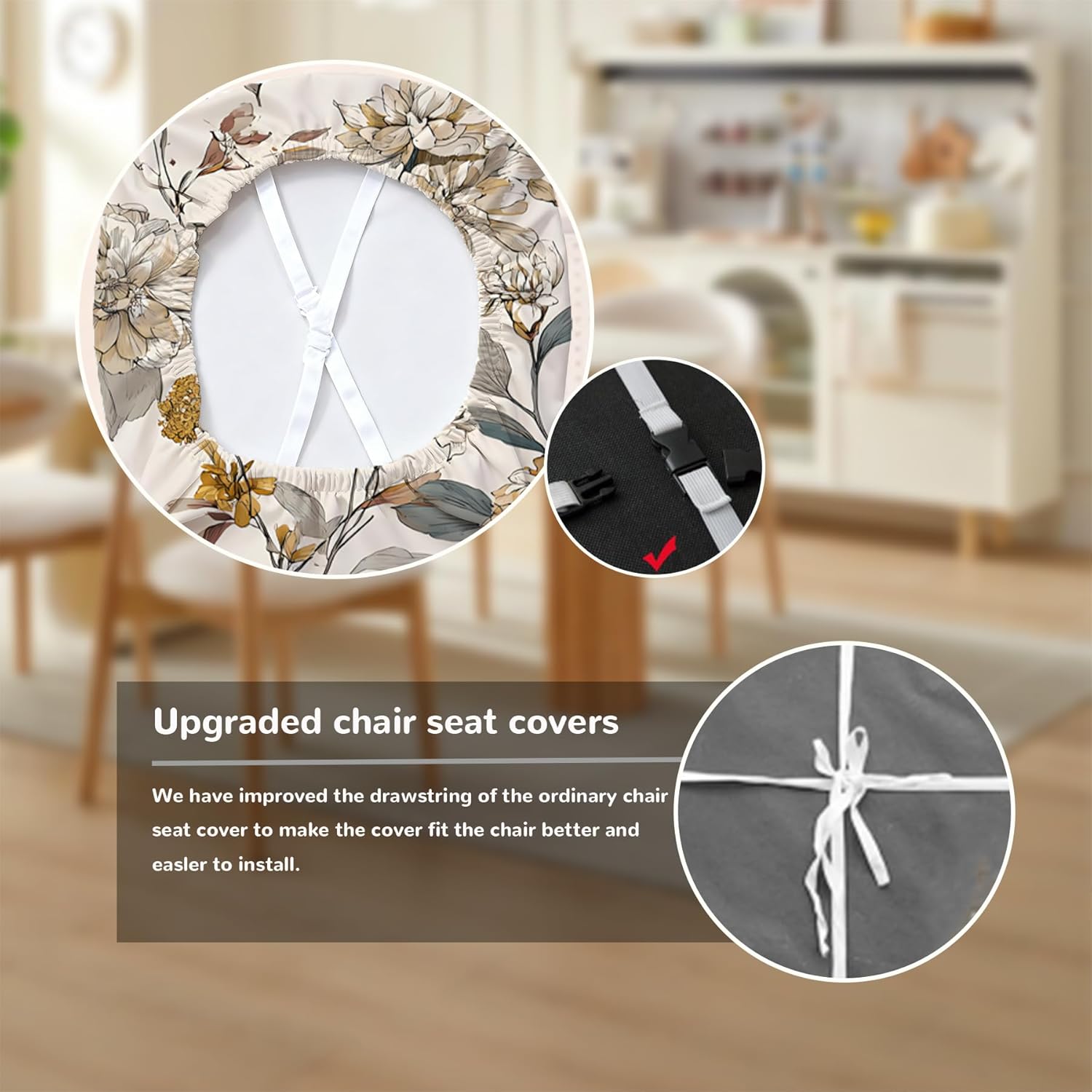 Chair Covers - Elastic Printed Dining Chair Slipcovers, Removable Washable with Elastic Band, Anti-Slip，Protective Covers for Dining Chair Cushions (Type 21, 6-Piece Set)