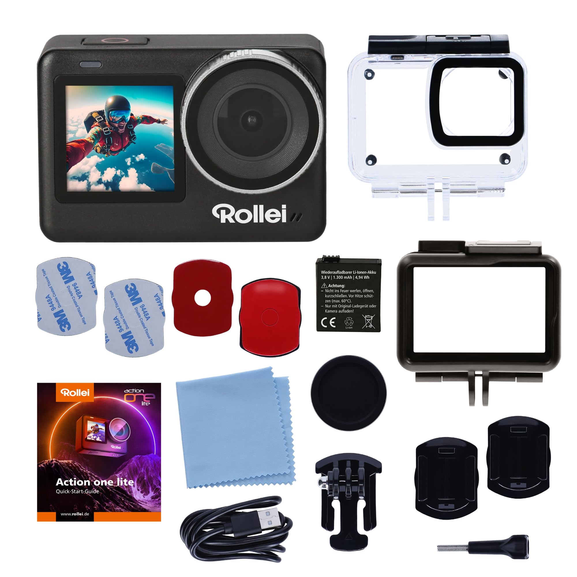 Rollei Action One Lite: la tua azione, la tua perfezione Cattura video 4K, foto da 20MP con 2 display, stabilizzazione dell'immagine e modalità creative. Controllo touch screen e app per scattare