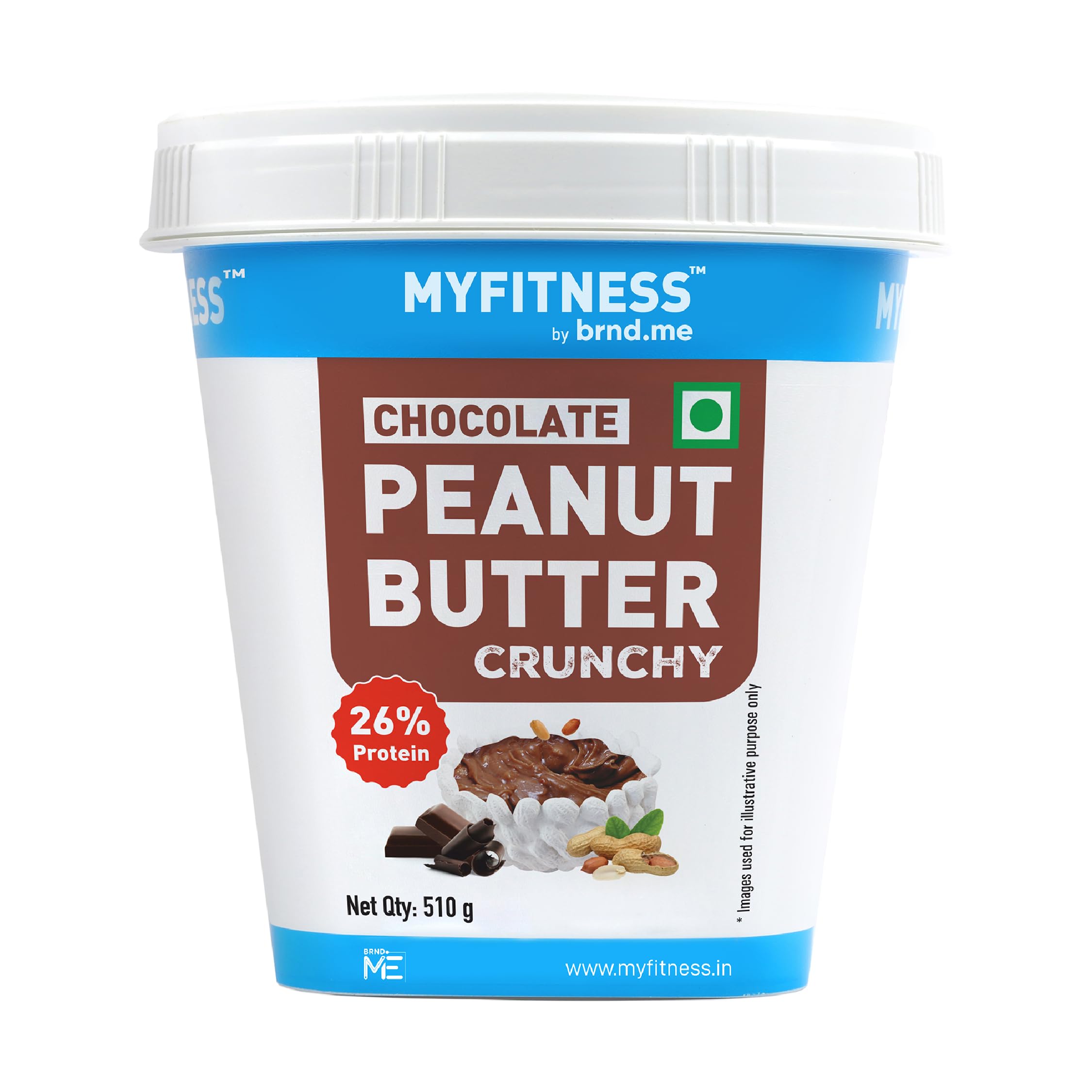 MYFITNESS Peanut Butter Chocolate Spread Crunchy 510g | 23g Protein & 9g Fiber | Tasty & Healthy Nut Butter Spread for Breakfast & Snacks | Cholesterol Free | Zero Trans Fat | Crunchy Peanut Butter