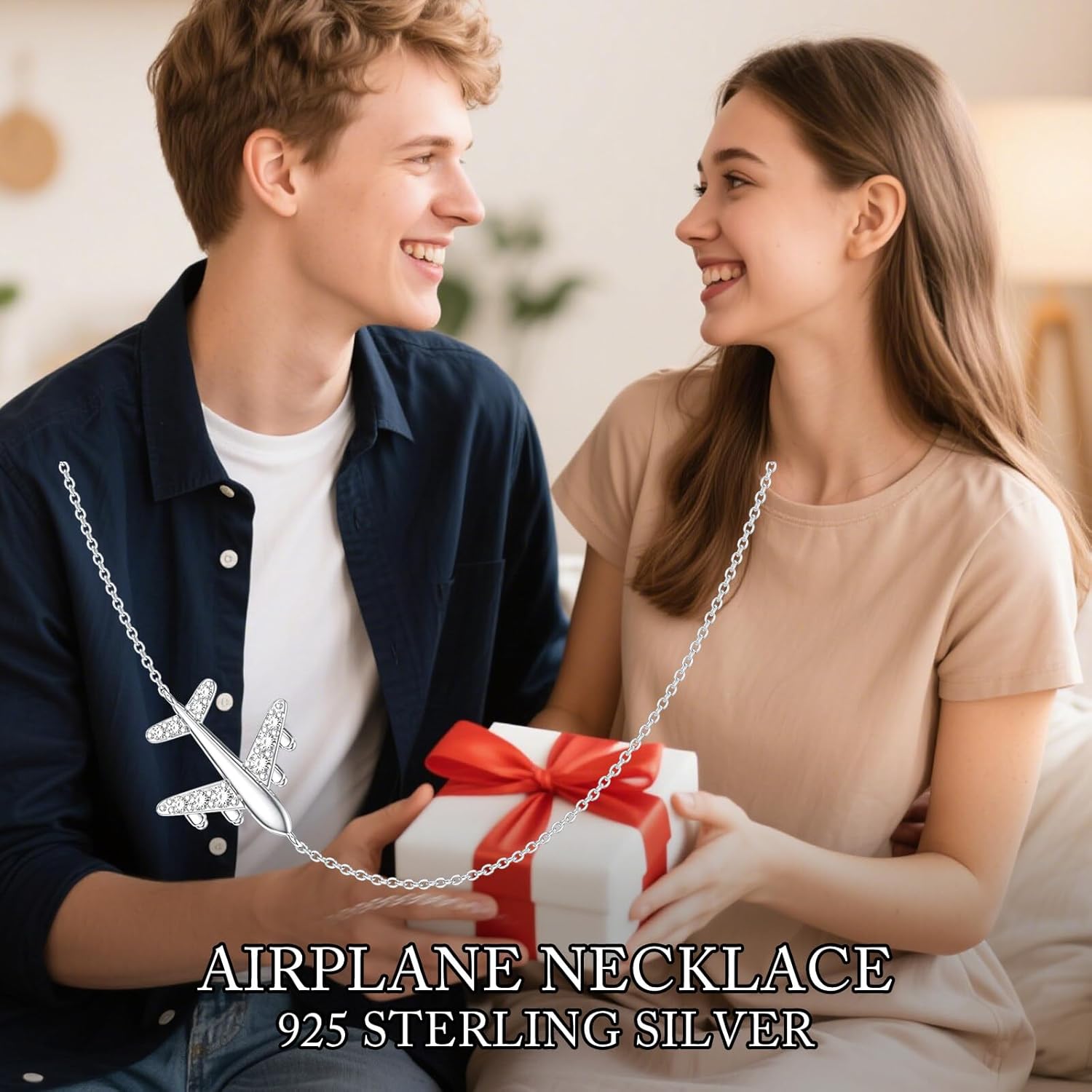 Diamond Airplane Choker Necklace for Women 925 Sterling Silver Airplane Sideways Pendant Necklaces Aircraft Jelwery Gifts for Stewardess,15+3 Inch Chain - Image 6