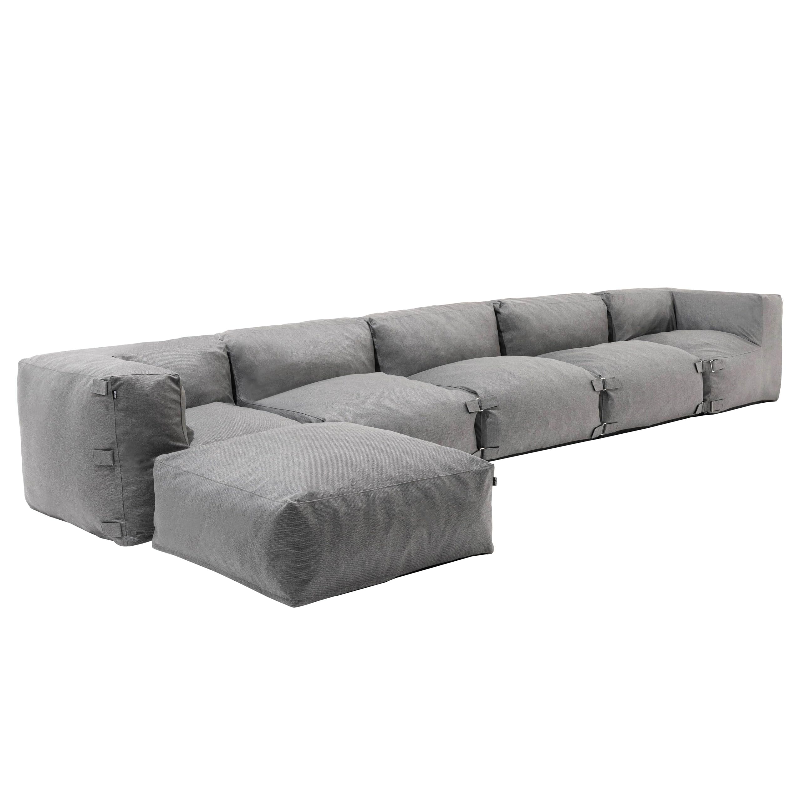 Oviala Canapé d'angle de Jardin modulable 6 Places Gris - Mixi