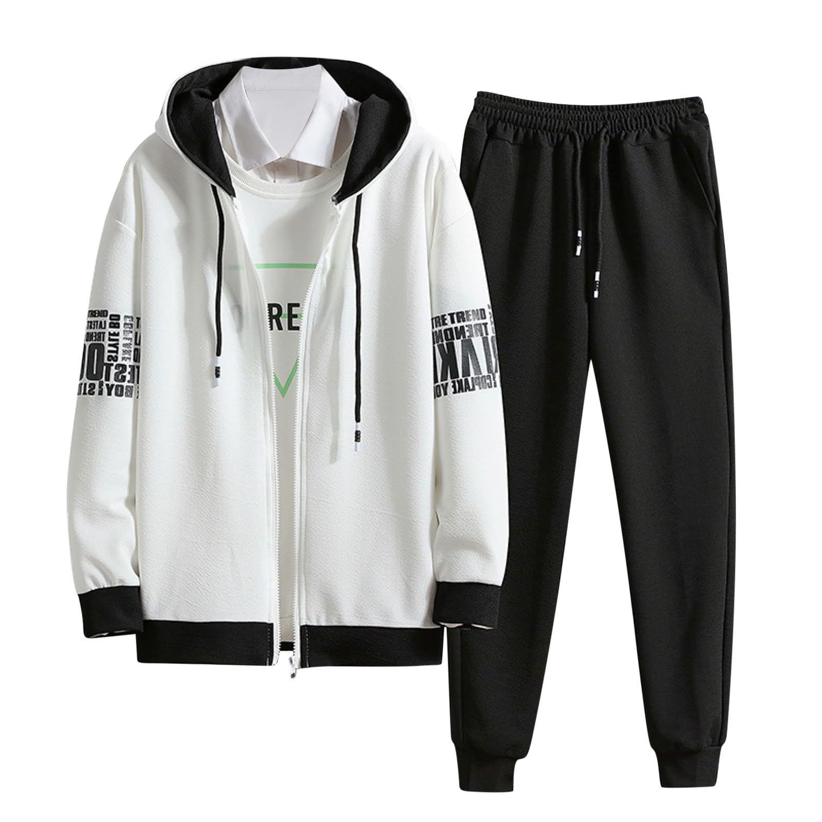 Ensemble sweat à capuche hommes blanc décontracté ample taille M - 5