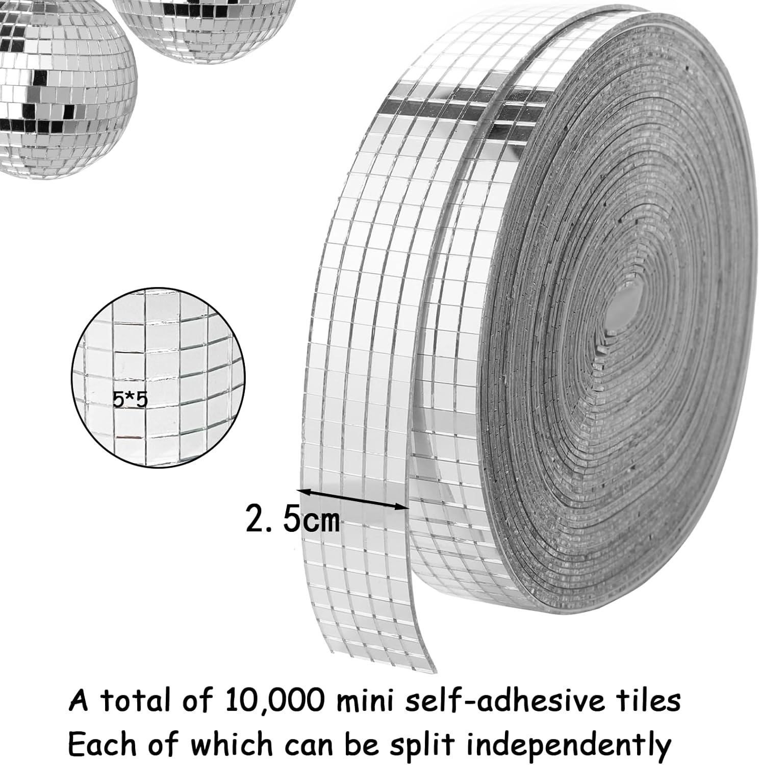 Disco Ball Mirror Tiles Self Adhesive Disco Ball Tapes Stickers Small Square Mirror Mosaic Tiles for Crafts and DIY Decoration Accessory (10000 Pcs) - Image 6