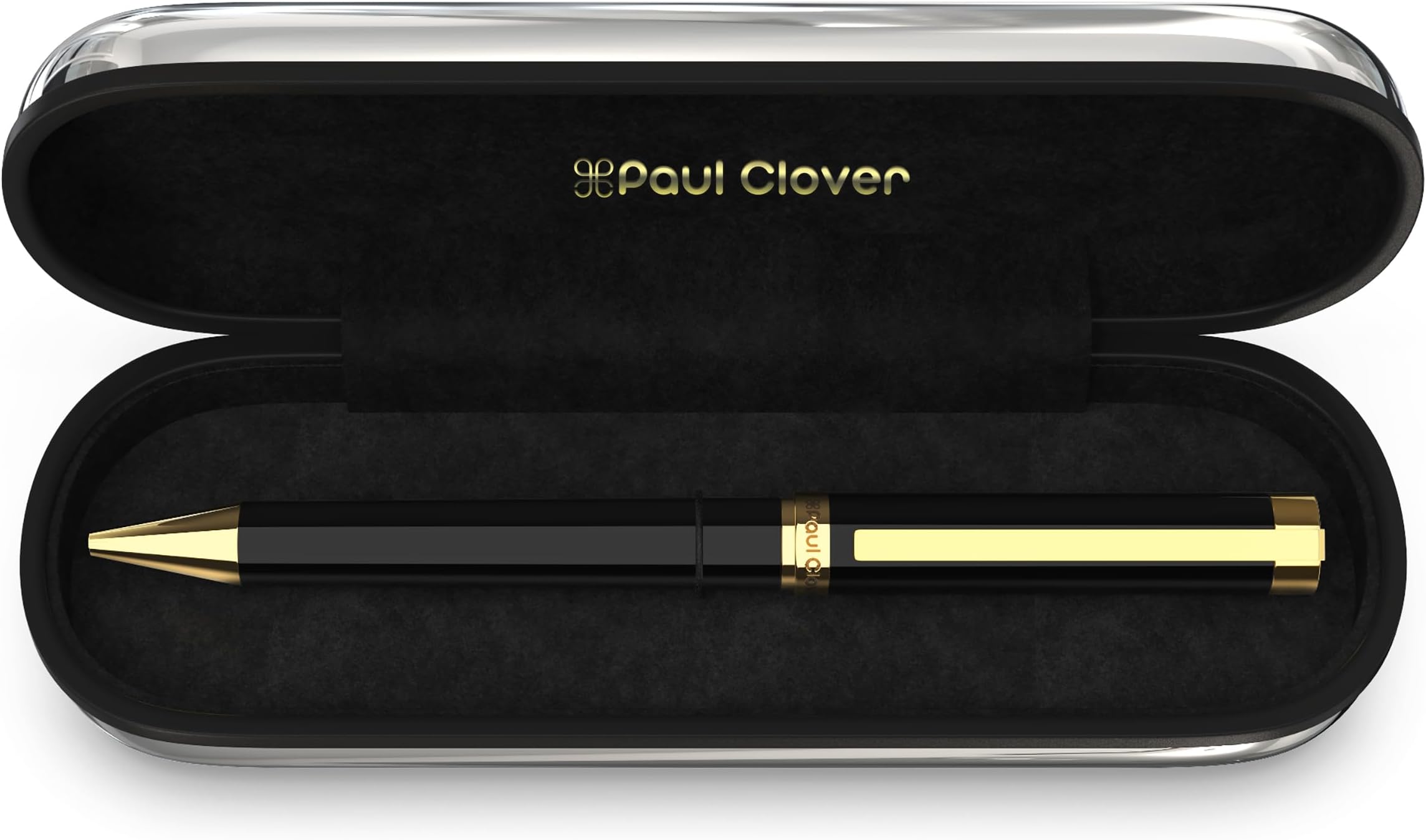 Gloss Black Lacquer Ballpoint Pen - Copper Material - 24K Gold Finish with Stunning Luxury Chrome Case, 3 Extra Refills, Best Gift Set for Men & Women, Professional, Birthday