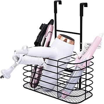ULG Hair Dryer Holder, Hair Tool Organizer, 6 Adjustable Height, Wall Mounted/Cabinet Door for Ba...