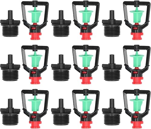 Miniatura 6 de Septpenta 20 boquillas de riego de jardín, 360 rociadores giratorios, boquillas de riego rotativas atomizadas con rosca macho G1/2 para jardines de
