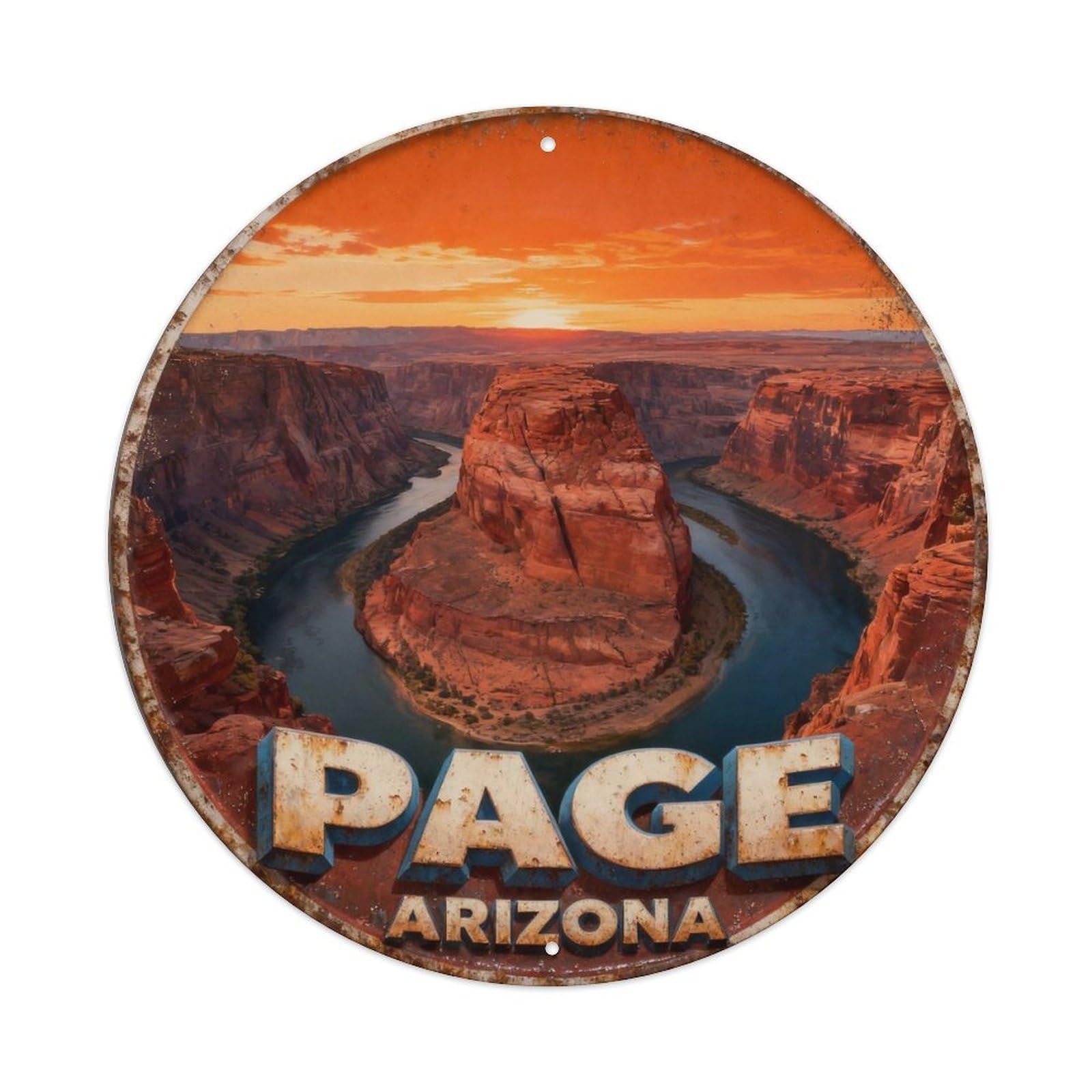 Page Arizona Horseshoe Decor Metal Tin Sign Plaque