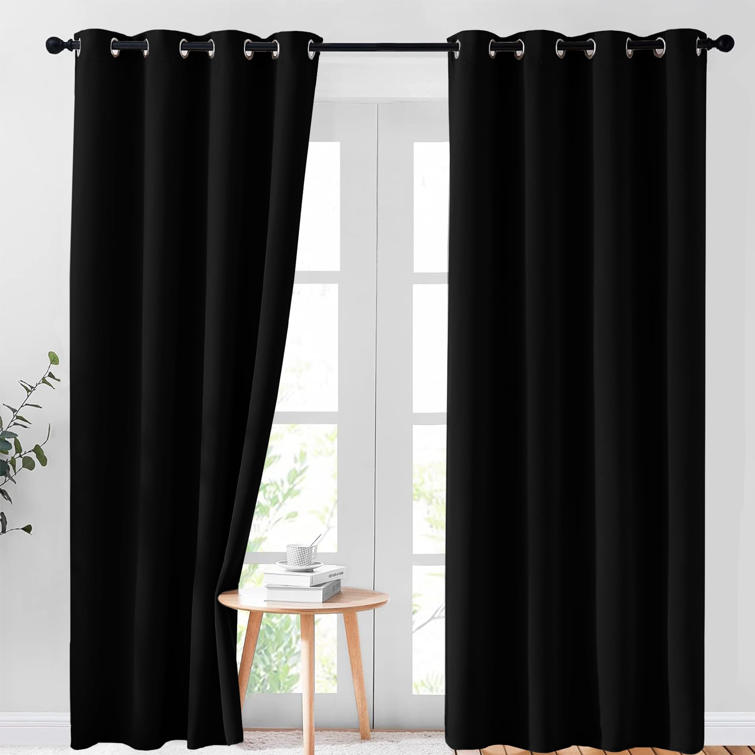 AR Ware Black Blackout Curtains - 2 Panels Drapes Eyelet Thermal Curtains for Living Room and Bedroom - Energy Saving - Soundproof lightweight curtains (90 x 108 inches) โ image 1