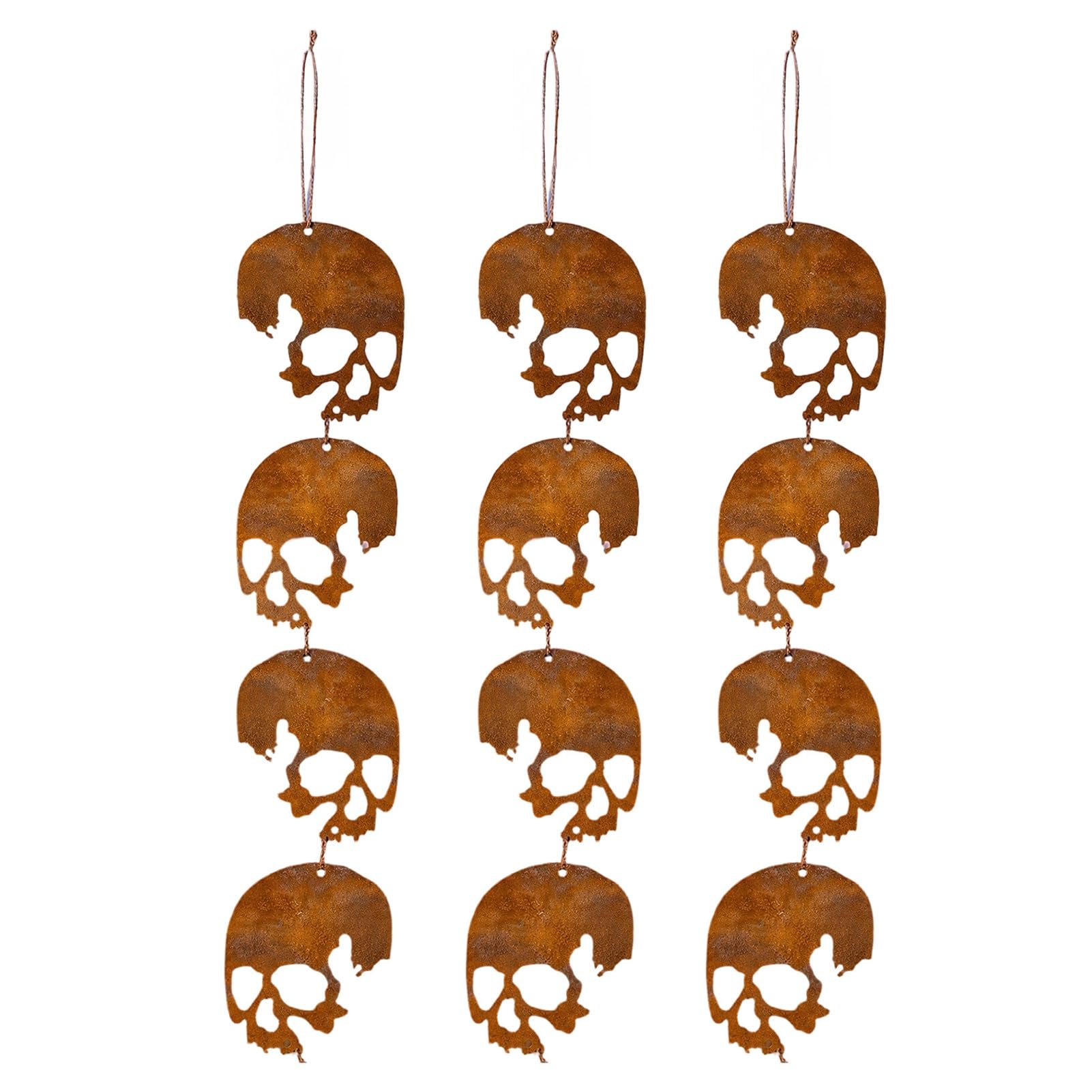 ZhzeYun Vintage Skull Hanging Ornaments for Halloween, Metal Garden Sign with Anti-Rust Coating, Durable Outdoor Yard Decor, Spooky Retro Tags for Party Supplies, Unique 3pcs