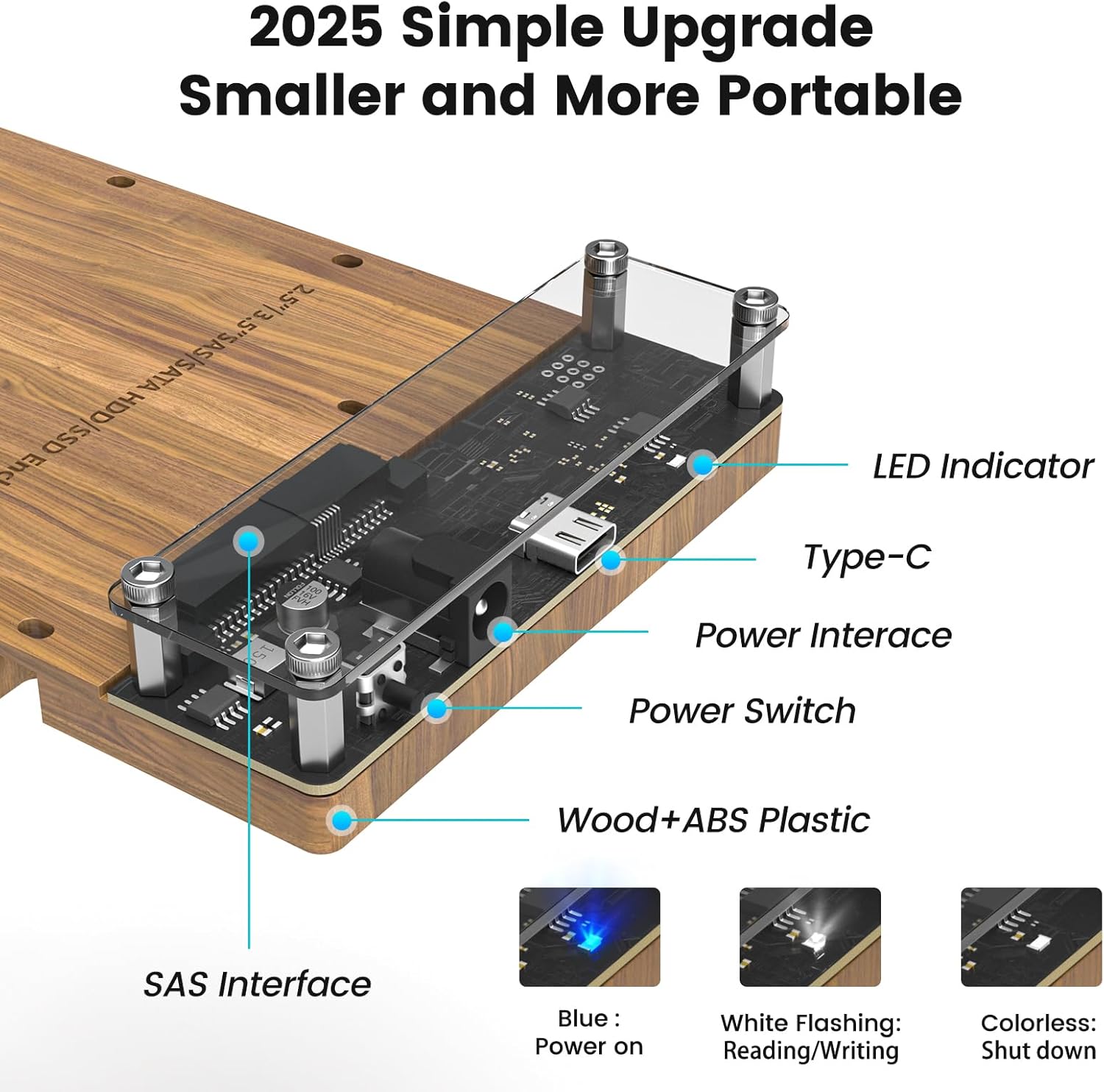 SAS to USB 3.0 Adapter,SAS SATA Hard Drive Docking Station for 2.5/3.5 inch SSD HDD, External Hard Drive Reader with 12V/2A Power Adapter, Tool-Free,Support up to 20TB - Image 6