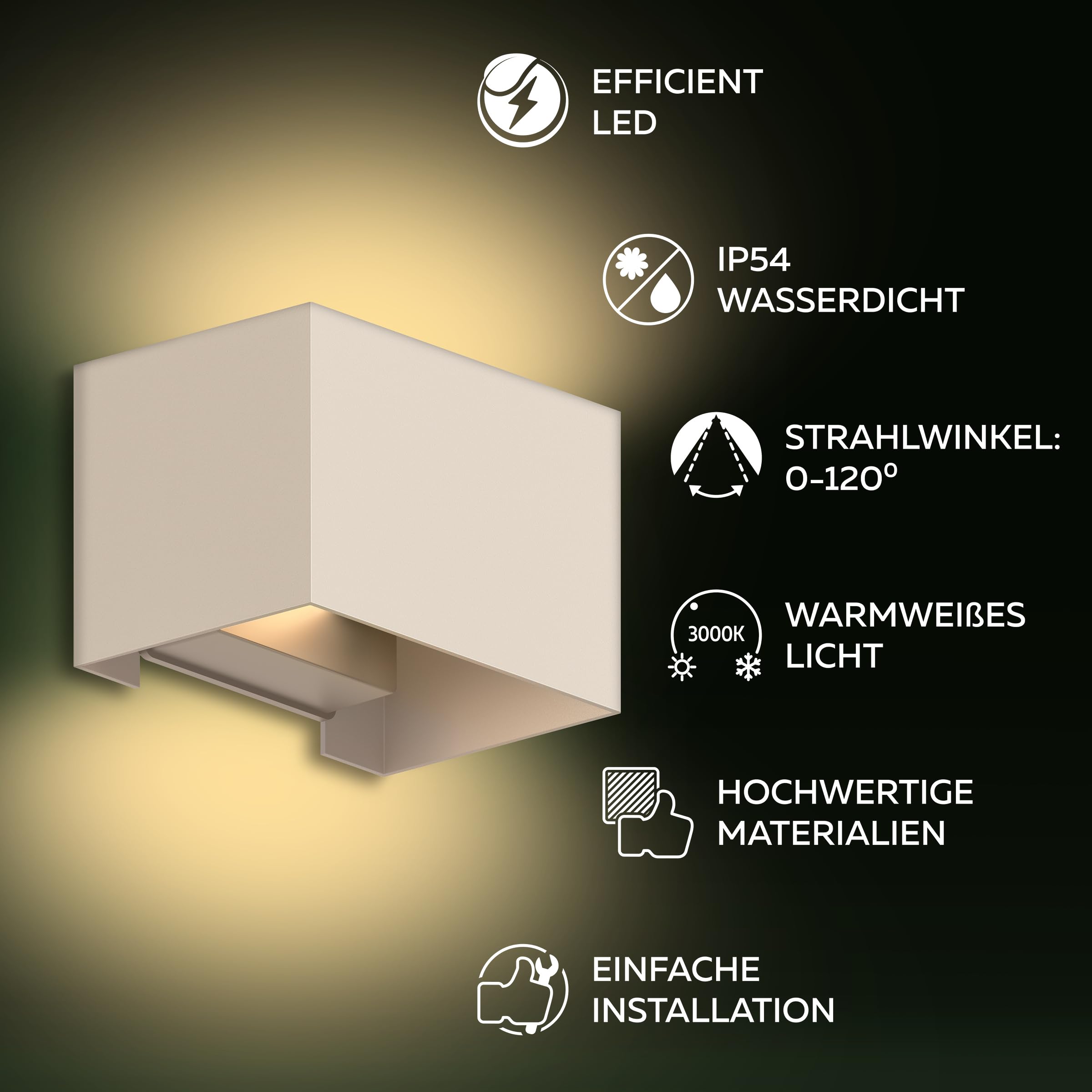 CALEX Venice Wandleuchte, Innen & Außen, Warmweißes Up & Down Licht, Einstellbarer Lichtstrahl, Wasserdicht, Sandfarbe, 2-Pack