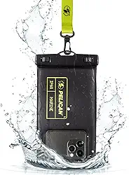 Pelican Marine – Bolsa de telefone impermeável IP68 (tamanho normal) – Capa flutuante à prova d'água para iPhone 14 Pro Max/13 Pro Max/12 Pro Max/11/S22 Ultra – Cordão destacável – Preto/Amarelo