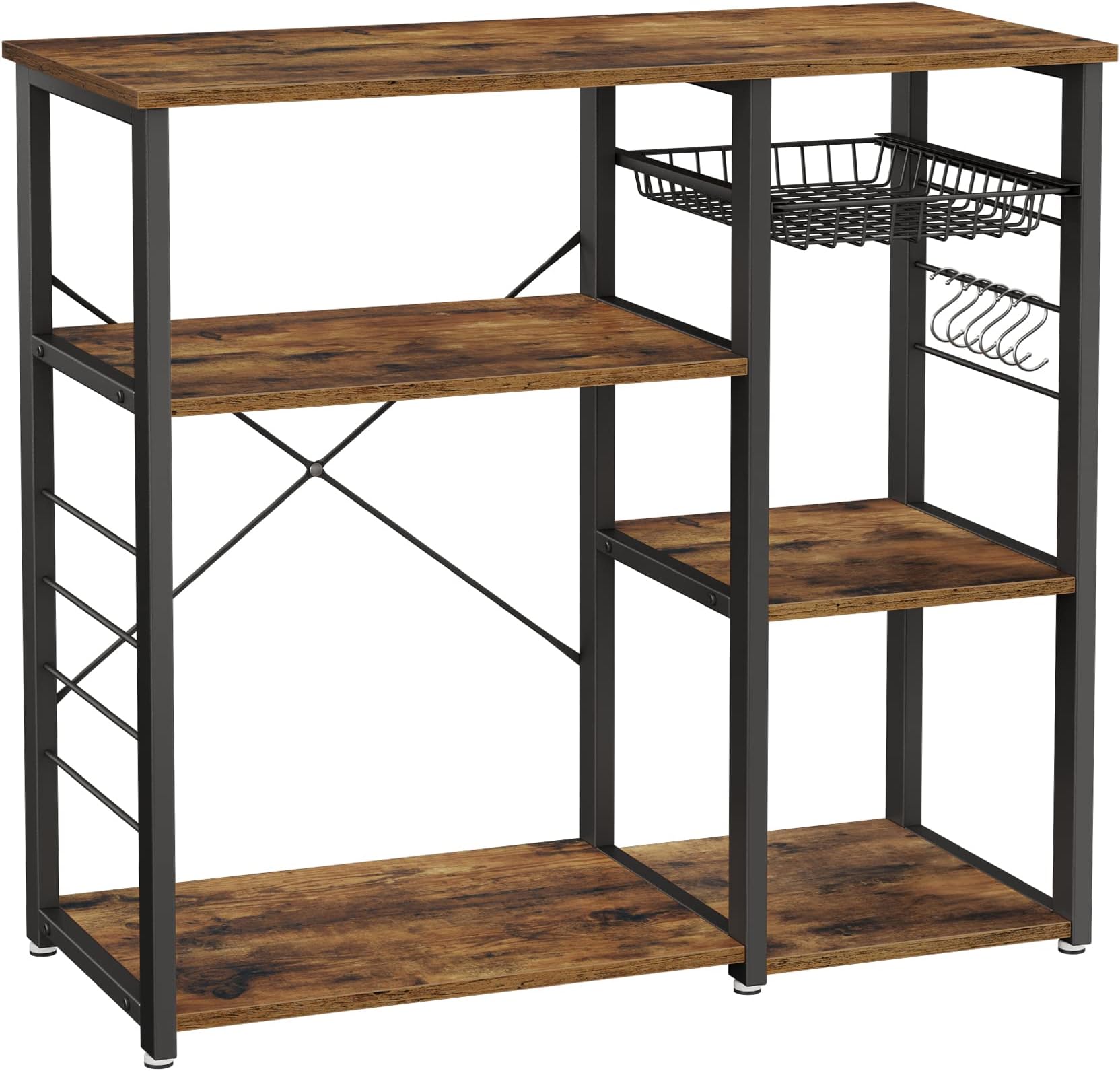 VASAGLE UKKS90X Standing Baker's Racks, Rustic Brown