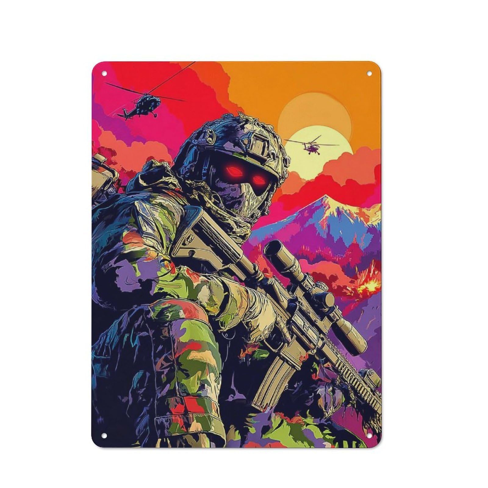 Junmoney Warriors At Sunset A Tactical Epic Cottage Tin Sign 40X30cm Featuring Porch Wall Decor For Shed, Garden Room, Porch Or Garage