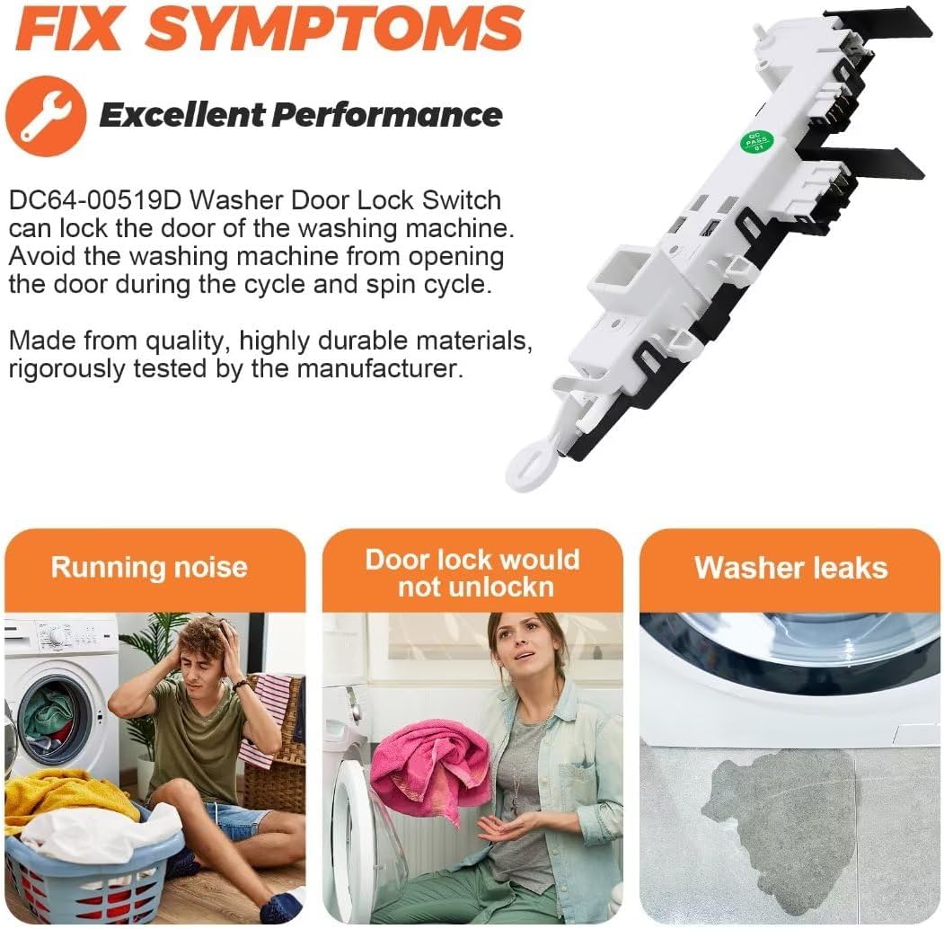 DC64-00519D Washer Door Lock Switch OEM and DC62-00142G Washer Water Inlet Valve by Beaquicy