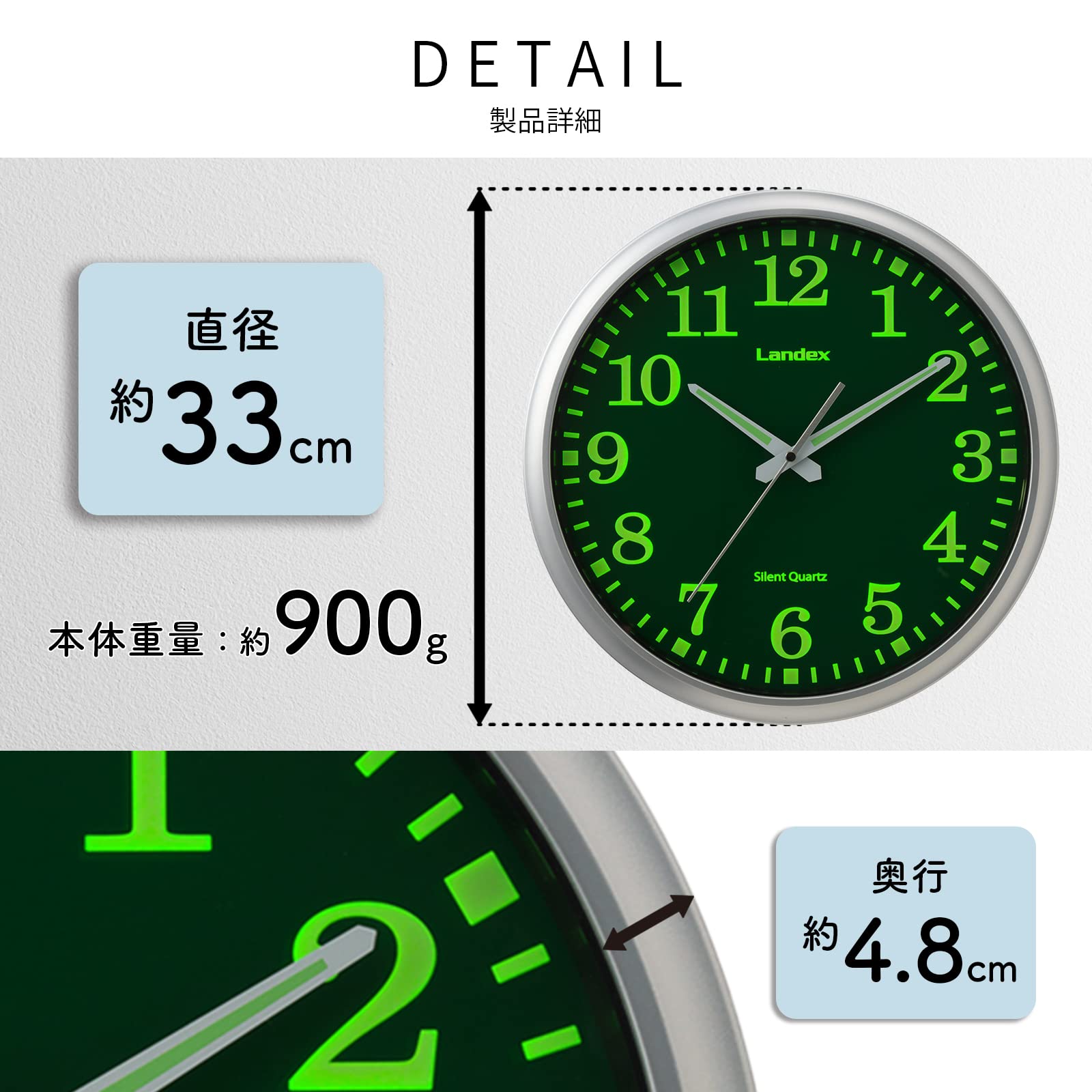 ☆天然ラバーウッド無垢材掛け時計 - 静音連続秒針 アナログ 天然ラバーウッド無垢材掛け時計 静音連続秒針 アナログ