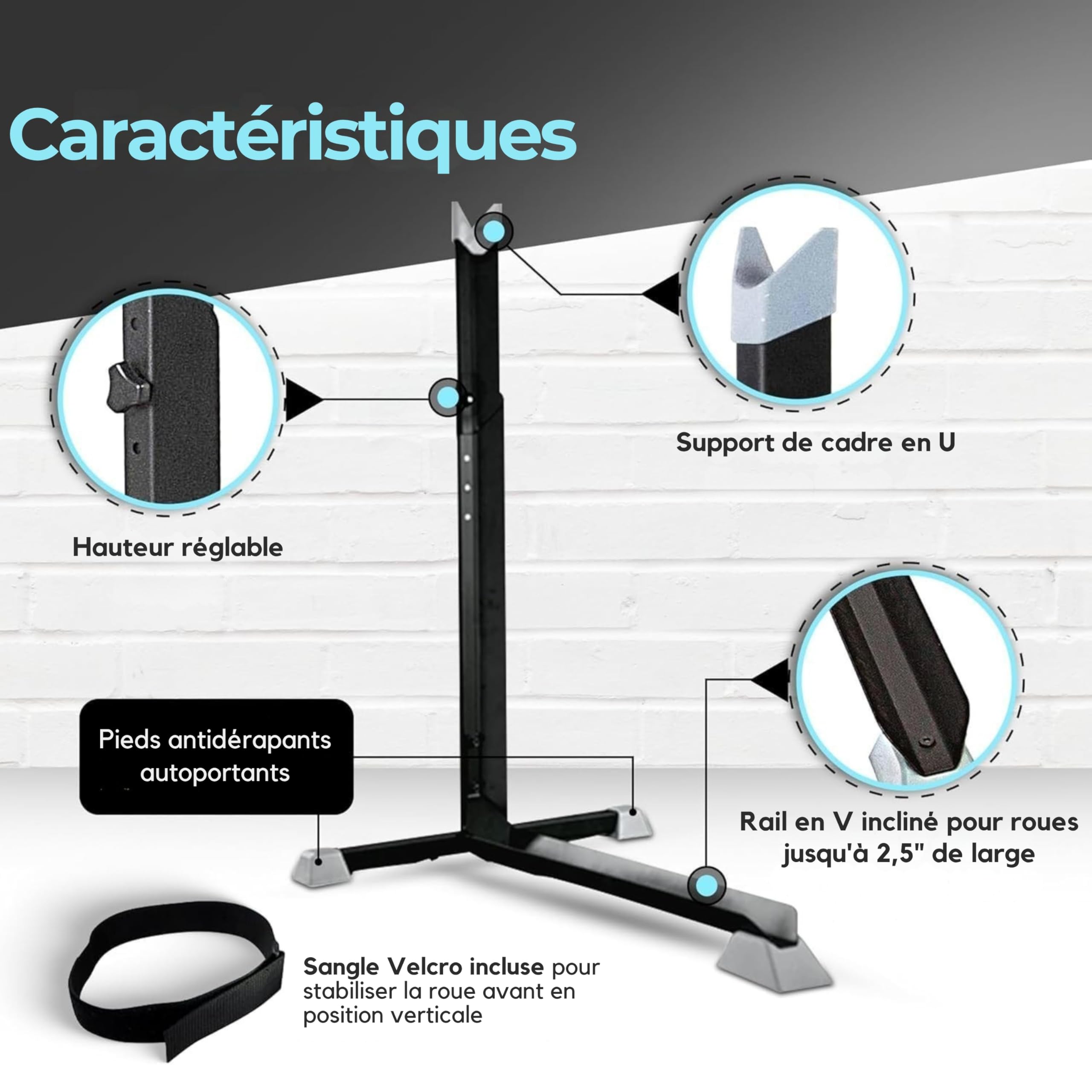 Bike Nook Acier Support de vélo Fixe Portable avec Hauteur réglable Gain de Place pour l’intérieur