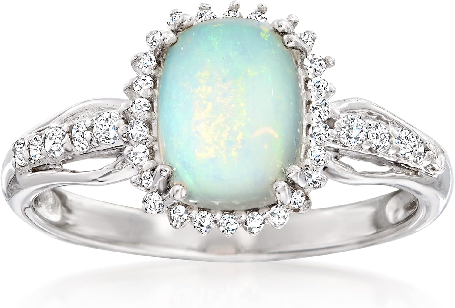 Ross-Simons Ethiopian Opal and .35 ct. t.w. White Topaz Ring in Sterling Silver
