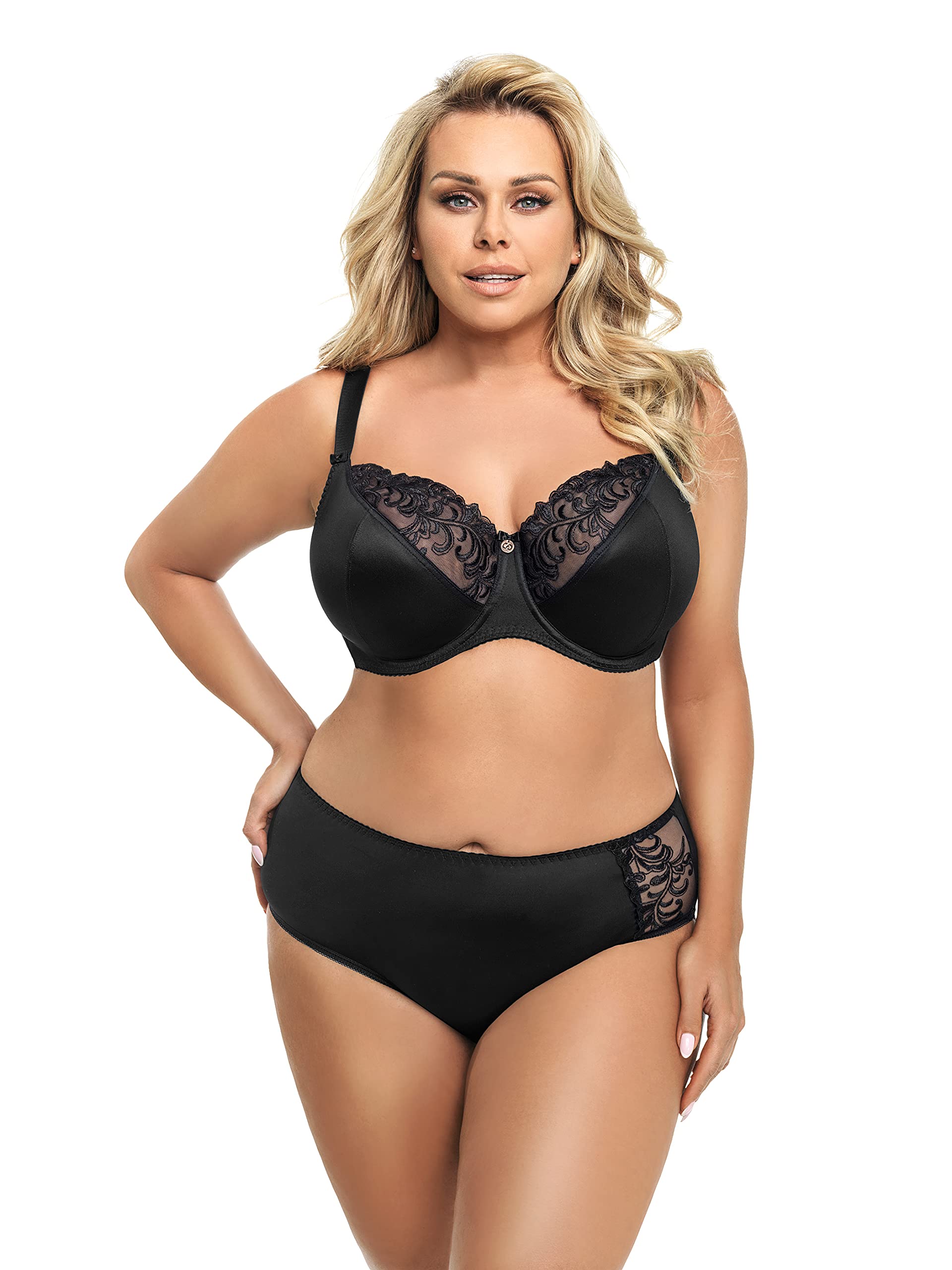 Selente My Secret Reggiseno Donna in Pizzo Curvy/Taglie Forti Coppe D-K con Salva bucato Incluso. Made in EU.