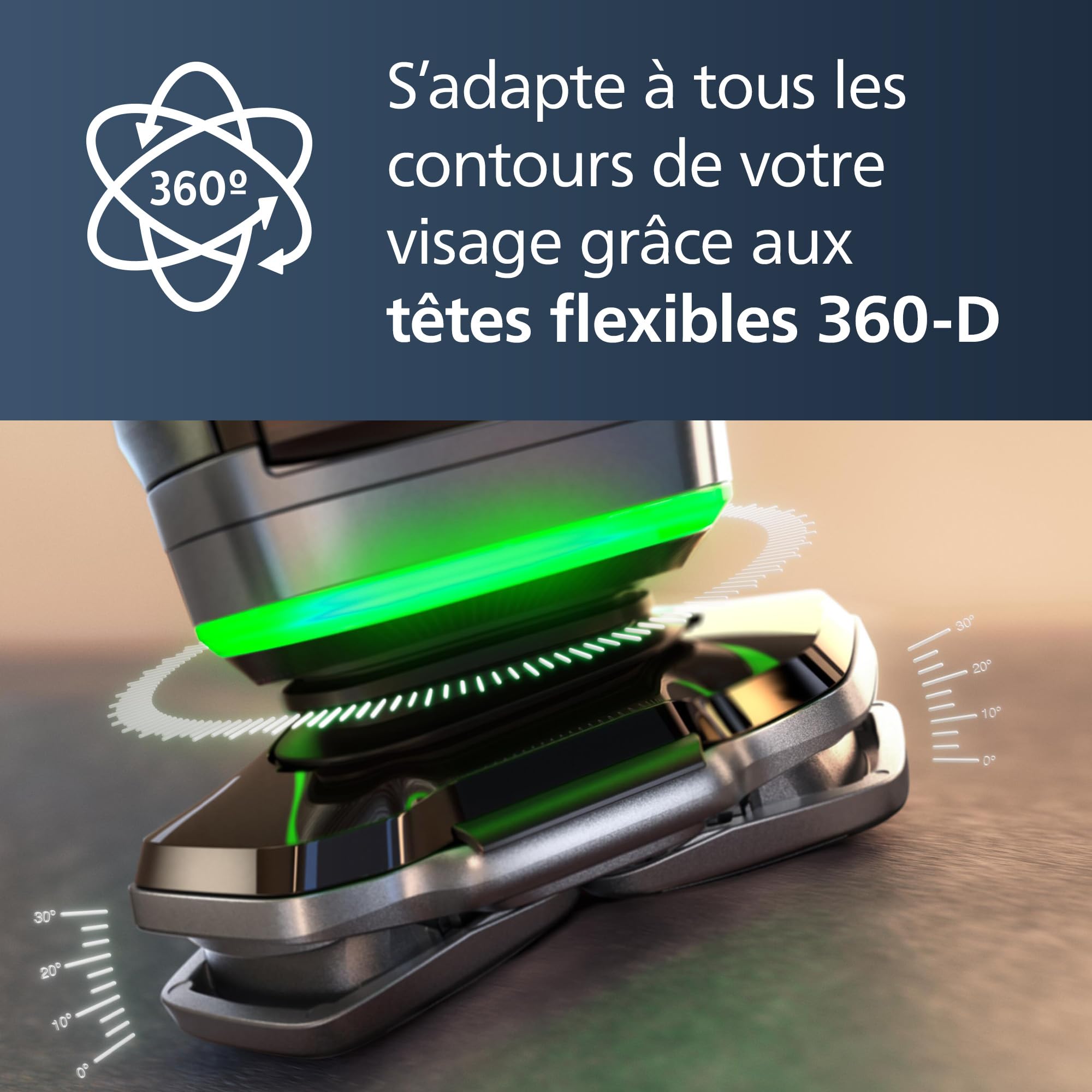 Philips S9000 - rasoir électrique Wet & Dry pour hommes couleur Argent chromé avec lames Lift & Cut, technologie SkinIQ, tondeuse à barbe, socle de charge et étui de transport (modèle S9975/35)