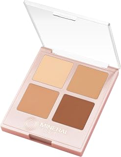 Mineral Fusion Makeup Cream Concealer Eye Palette Quad - 4 Warm to Dark Shades - Decadence - Blemish Concealer & Under Eye Brightener - With Vitamin C & E - Hypoallergenic