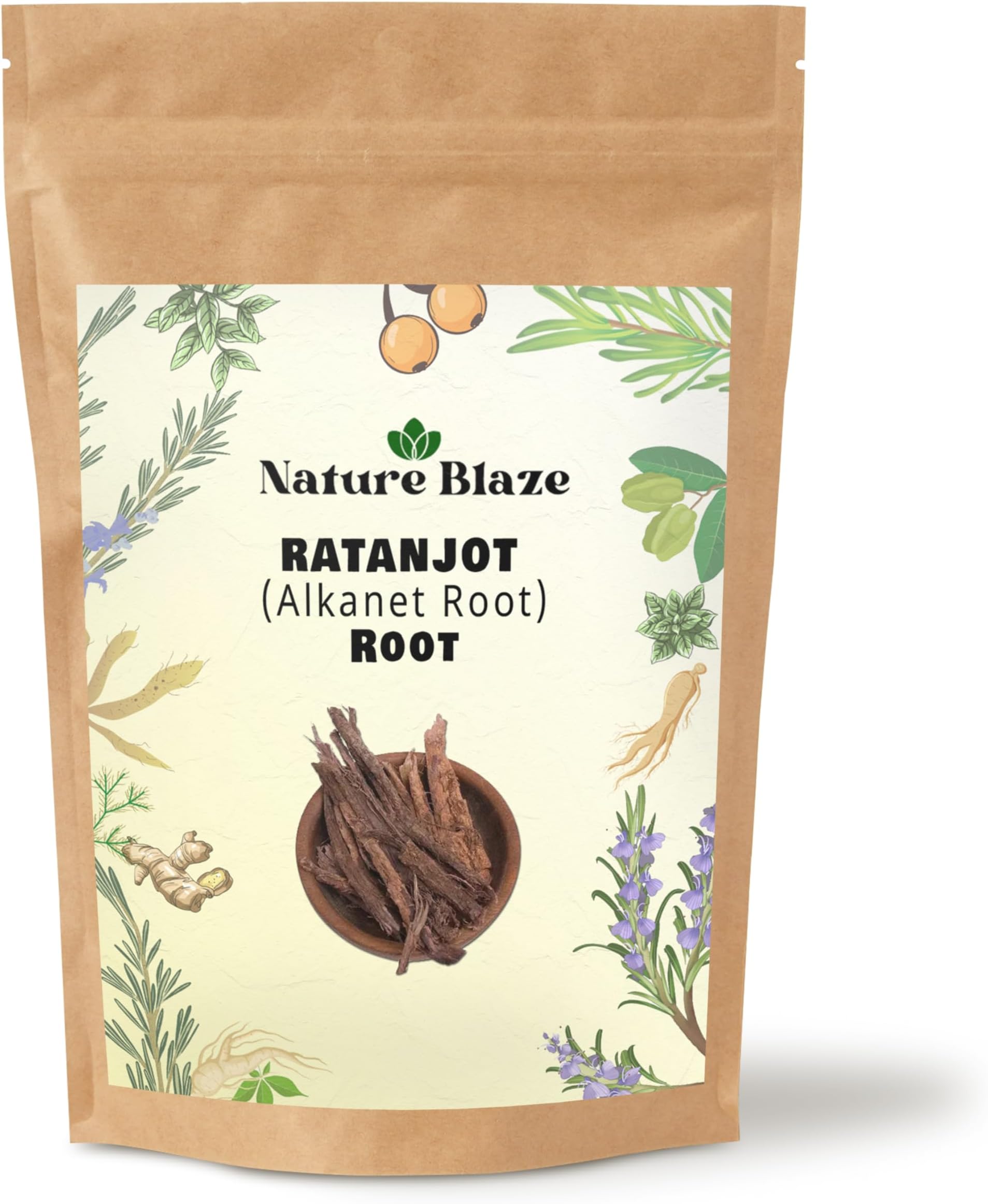 Nature Blaze RATANJOT Root 100 Grm (4oz) Alkanna tinctoria ALKANET
