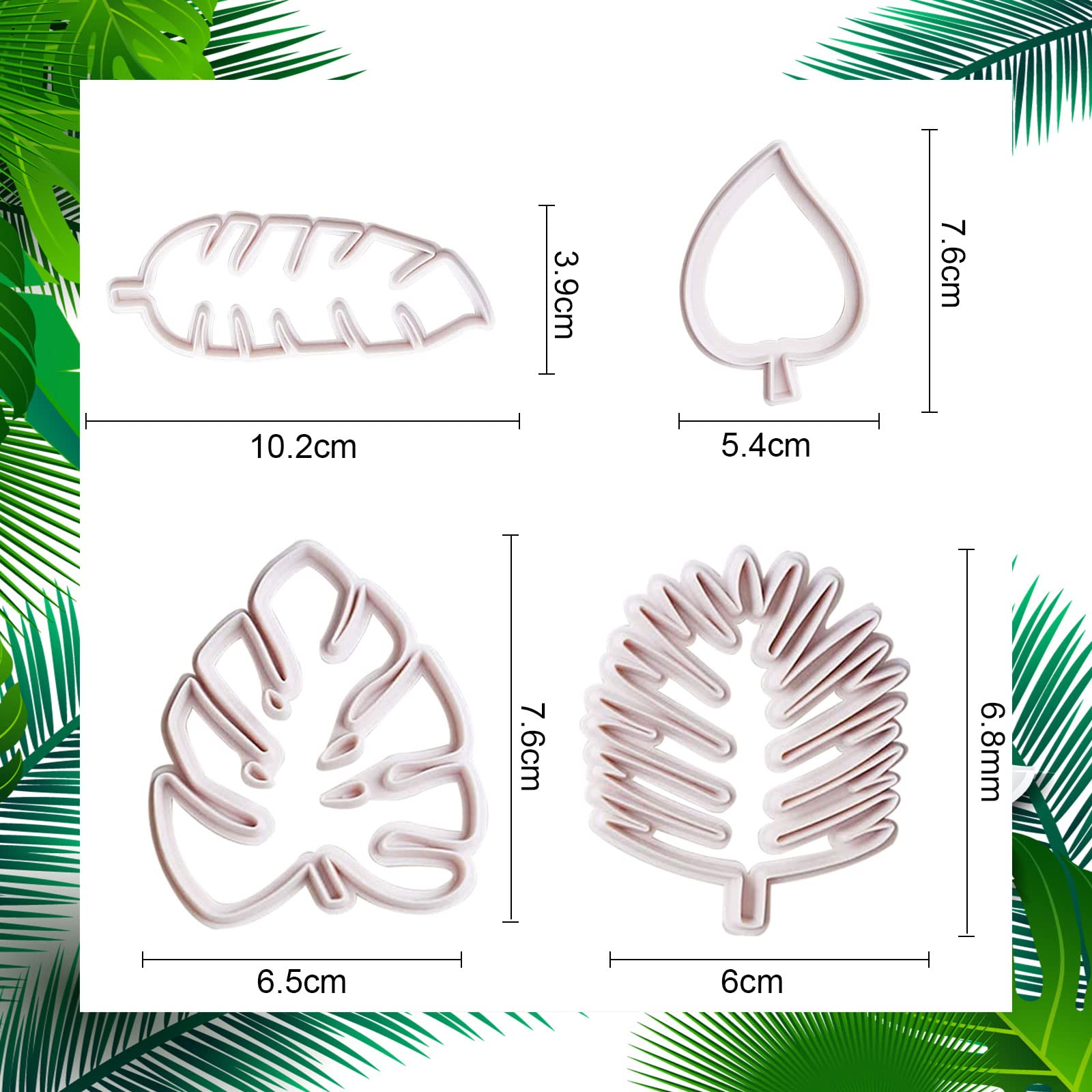 4 Formine Per Biscotti A Forma Di Foglia Tropicale - Plastica Alimentare, Per Decorazione Dolci - Foto 8