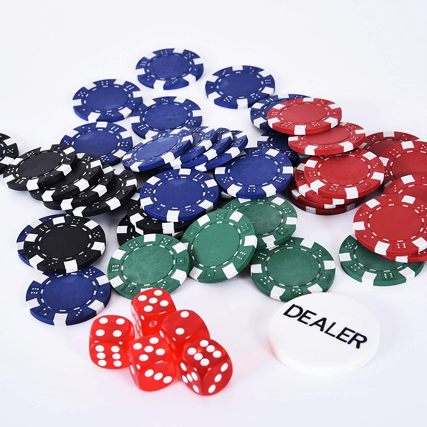 LANTUS Mallette de Poker 300 pièces | Jeu de Poker 2 étages et dés | Mallette en Aluminium renforcé | Fiches de Casino sans numérotation | Set Professionnel,Mallette Dice Premium 300 jetons