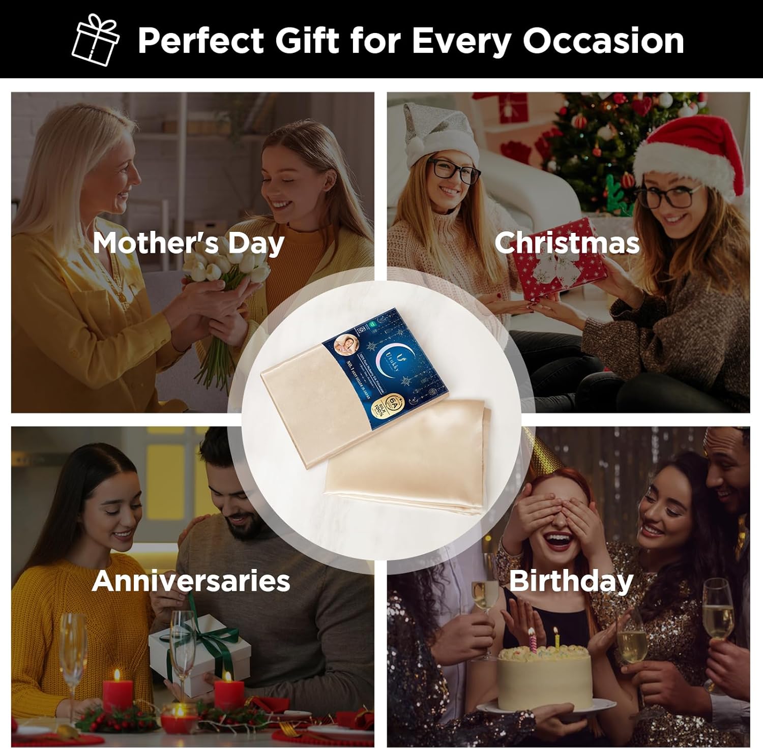 Utukky 100% Pure Mulberry Silk Pillowcase for Hair and Skin - Ultra Premium 6A Grade Silk Pillow Case - Envelope Enclosure - Breathable Cooling Pillow Cover