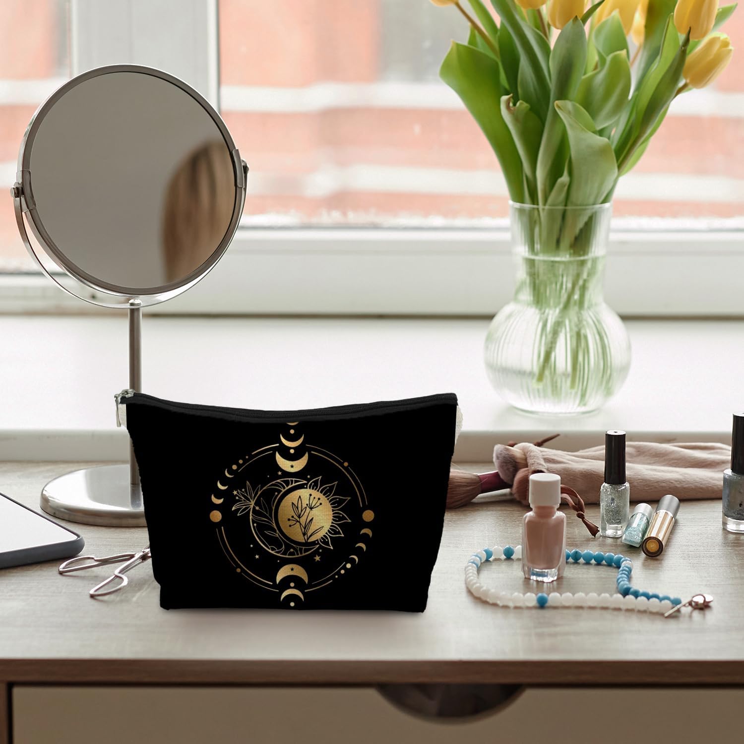 Moon Phase Aesthetic Makeup Bag, Witchy Gifts Makeup Bag Cosmetic Bag, Witches Halloween Pouch Bag Gifts for Women - Image 3