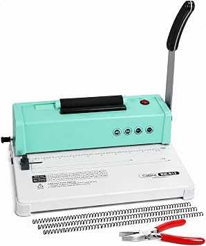 Spiral Coil Binding Machine, 12 Sheets Punch Capacity, Electric Coil Insert, Book Binder Machine for Letter/A4/A5/ Size Paper, with 100pcs 5/16 Coils & Plier