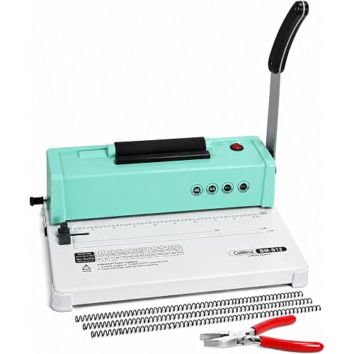 Spiral Coil Binding Machine, 12 Sheets Punch Capacity, Electric Coil Insert, Book Binder Machine for Letter/A4/A5/ Size Paper, with 100pcs 5/16'' Coils & Plier