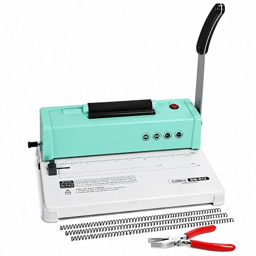 Spiral Coil Binding Machine, 12 Sheets Punch Capacity, Electric Coil Insert, Book Binder Machine for Letter/A4/A5/ Size Paper, with 100pcs 5/16'' Coils & Plier