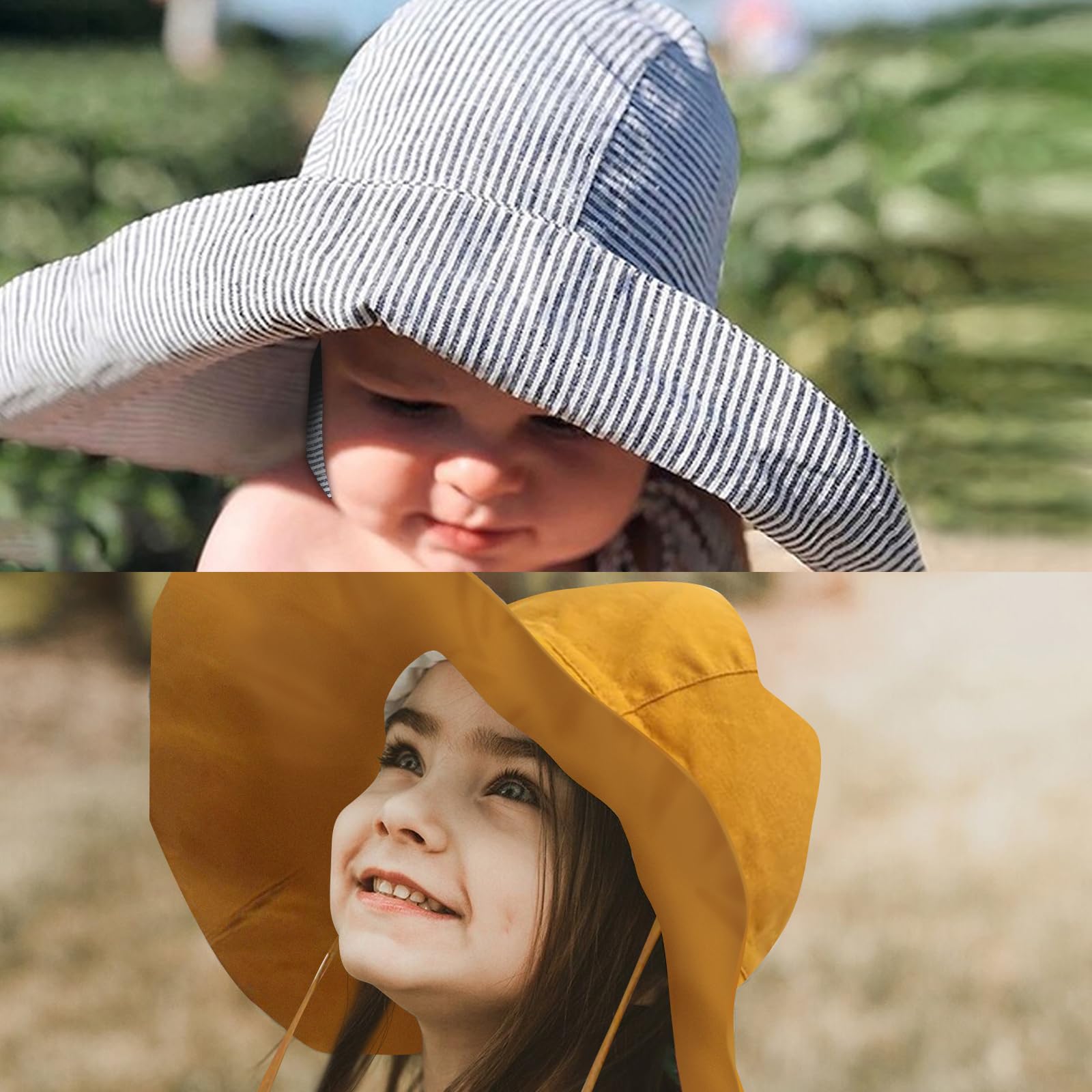 Dyoart Custom Toddler Sun Hat, Foldable UPF 50+ Wide Brim Baby Boy Girl Hat Adjustable Summer Beach Hat Outdoor Bucket Hats