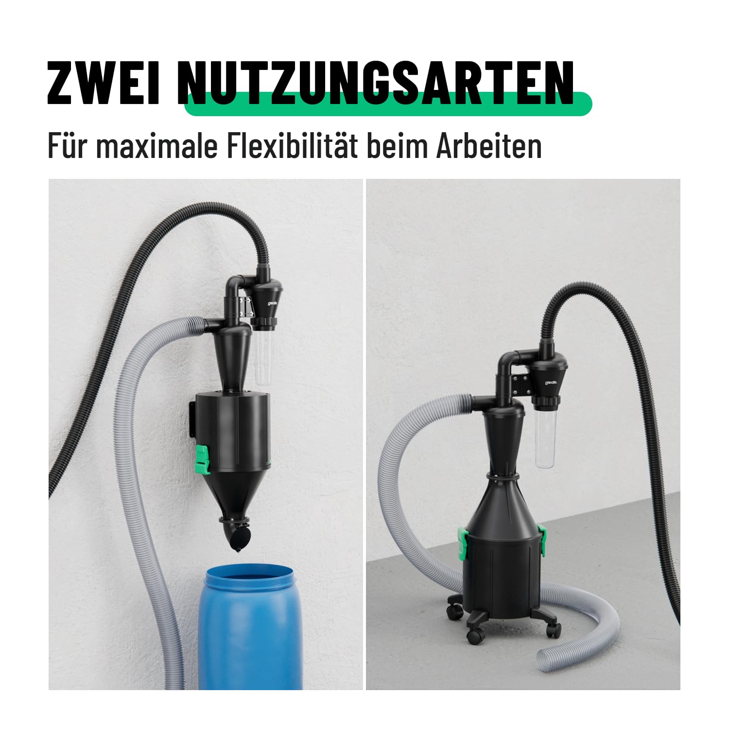 greate 2-Stufen Zyklonabscheider mit Behälter 17 Liter - Verbesserte Version - Zyklon Absaugung Werkstatt mobil oder stationär nutzbar - Staubabscheider Zyklonabscheider Bausatz - Abscheider