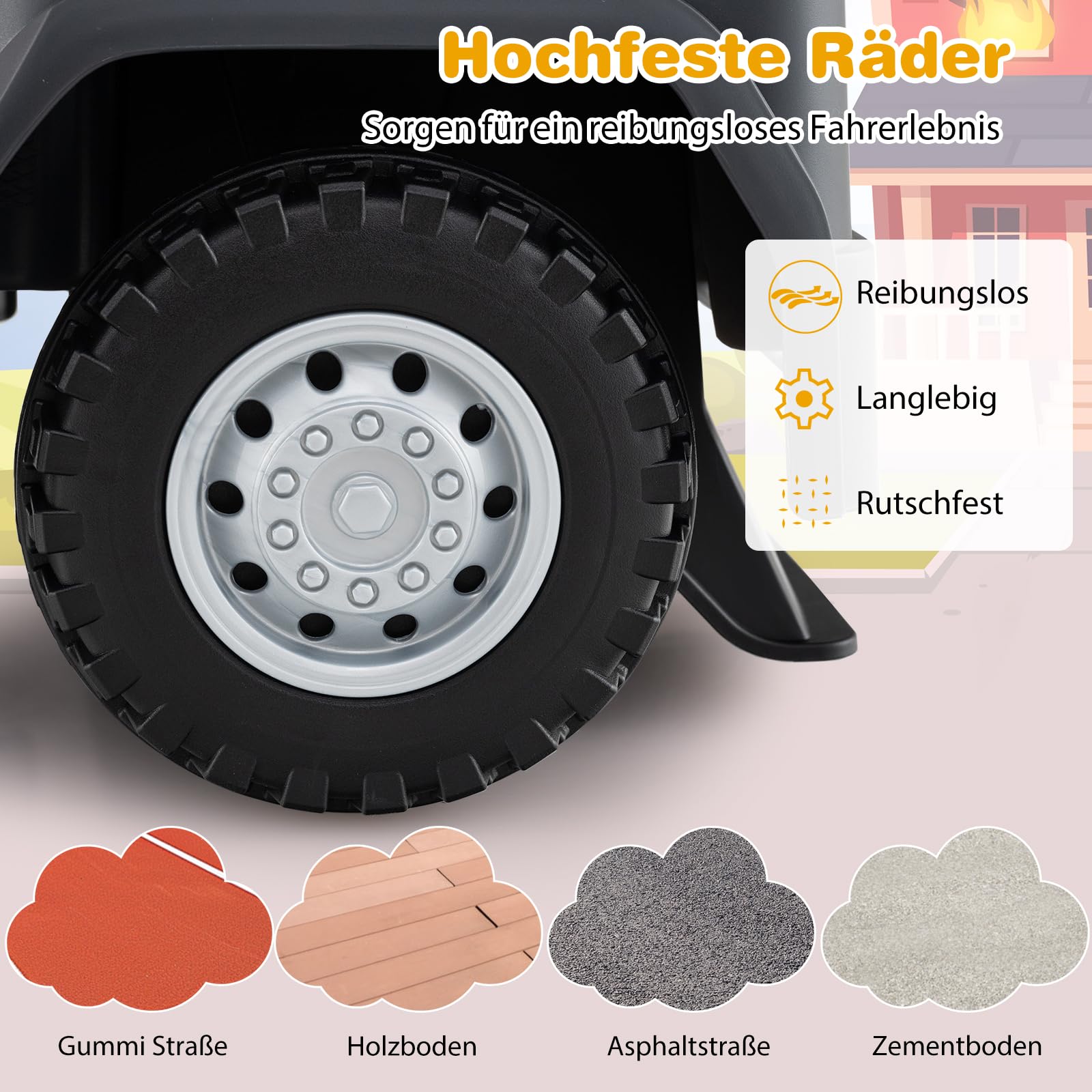 COSTWAY 2 in 1 Rutschauto, Polizeiauto mit Lenkrad, LED-Licht, Hupe & Musik, Rutscher Auto mit Stauraum, Schiebeauto, tragbares Rutschfahrzeug für Kinder ab 1 Jahr (Gelb)