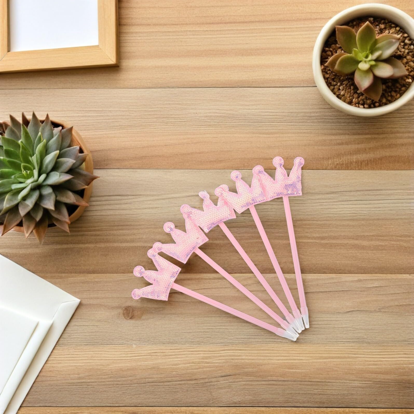 5 Pièces Stylos Bille Créatifs Paillettes Spirale avec Couronne Stylos Portables pour Filles Femmes Étudiants à École ou Cadeaux Anniversaire Roses