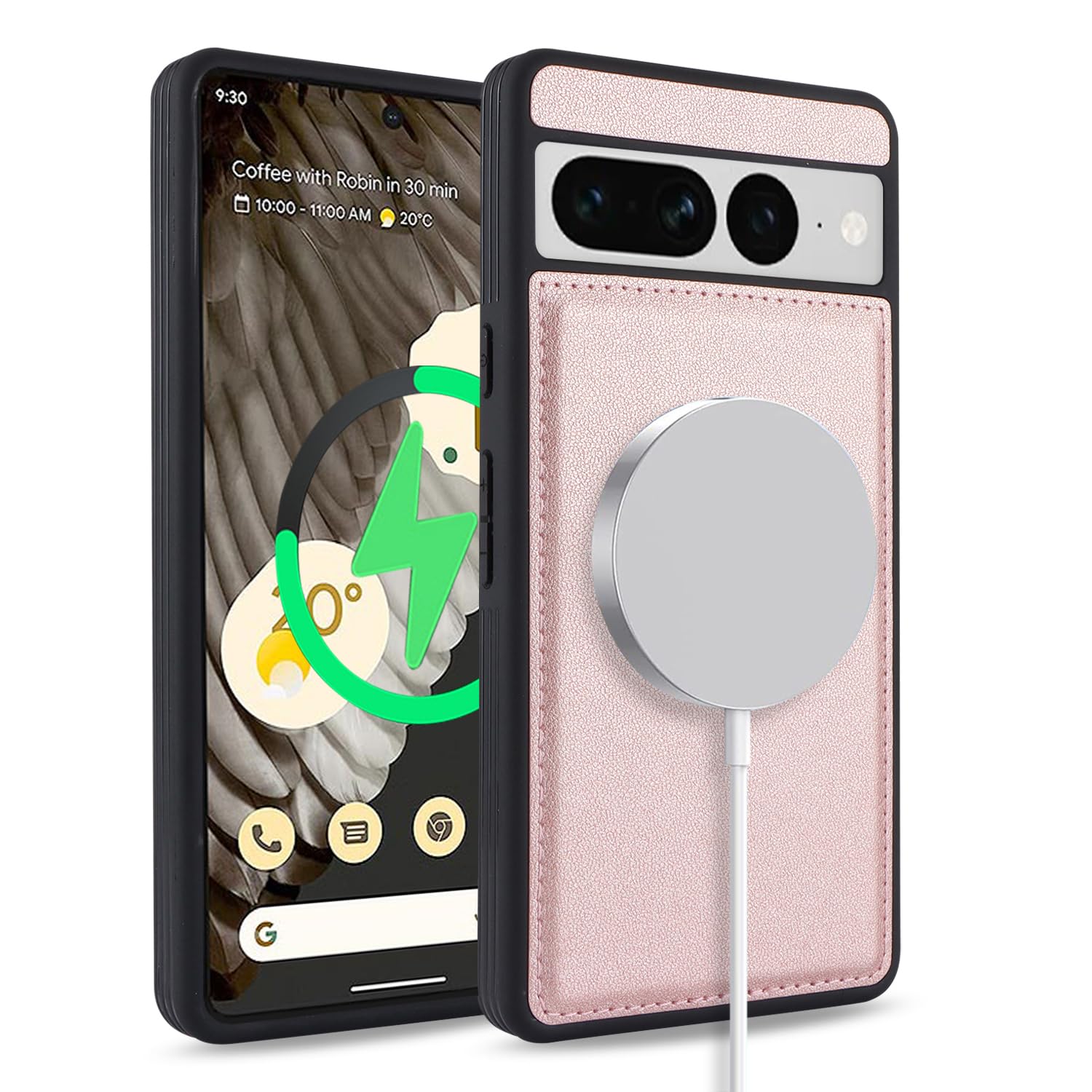 SailorTech for Google Pixel 7 Pro case with Credit Card Holder, fits Pixel 7 Pro Leather Case Wallet for Women Compatible Wallet Detachable 2-in-1 for Men-Pink