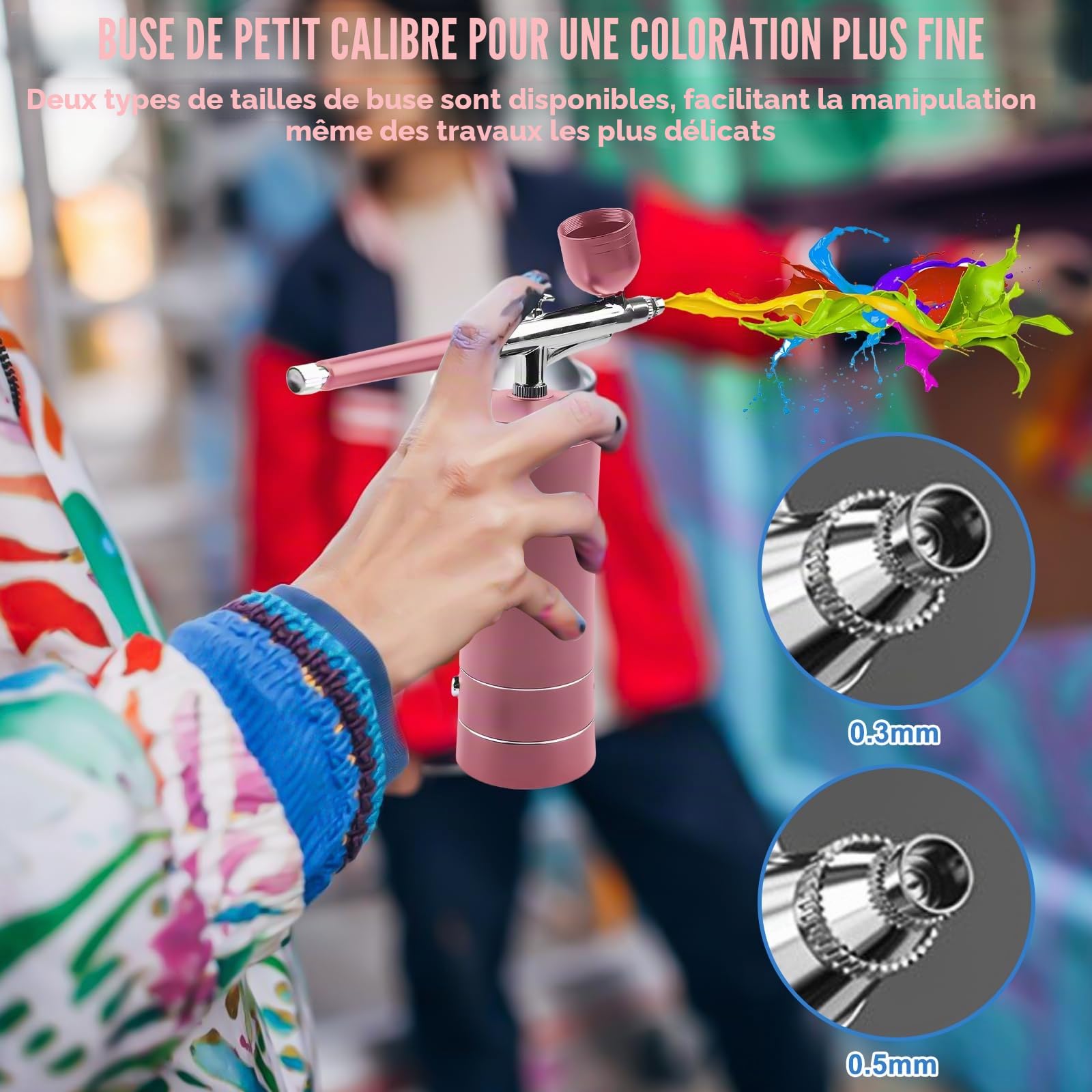 Kit d'aérographe portable, pistolet pulvérisateur à main rechargeable avec brosse, mini brosse à air avec compresseur pour nail art, décoration de gâteaux, maquillage, modelage de tatouage
