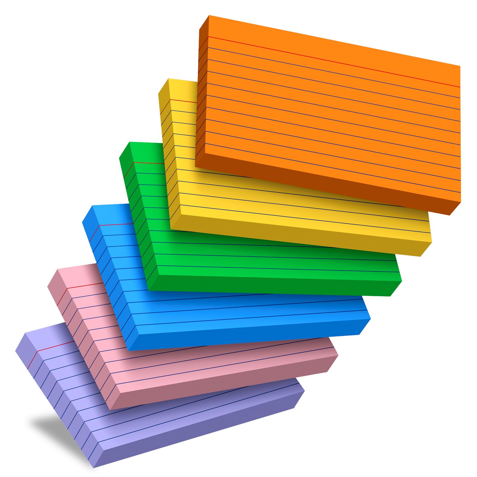 Colored Index Cards 3x5, 300 Count Flashcards 6 Bright Colors Note Cards