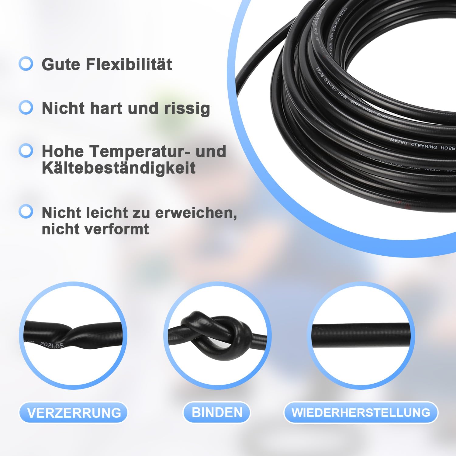 Tubo idropulitrice 20M Resistente alle alte temperature 40°C 160 bar Tubo per la pulizia ad alta pressione, compatibile con lo scovolino per set per la pulizia dei tubi interni ed esterni