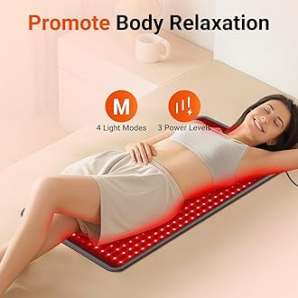 Comfytemp 33'' x 17'' Red Light Therapy Mat for Body, 480 LEDs FSA Eligible HSA Near Infrared Light Therapy Pad, 660nm & 850nm Light Blanket for Back Belly Knee Joints Muscle, 65W
