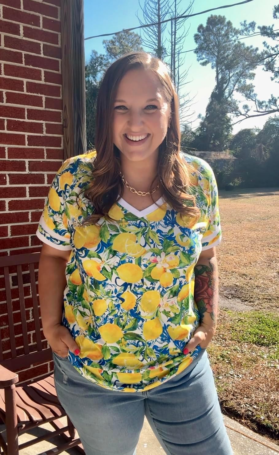 CARCOS Womens Plus Size Tops Short Sleeve Shirts V Neck Tunic Floral/Tie Dye/Solid Summer Tees XL-5X - Image 5