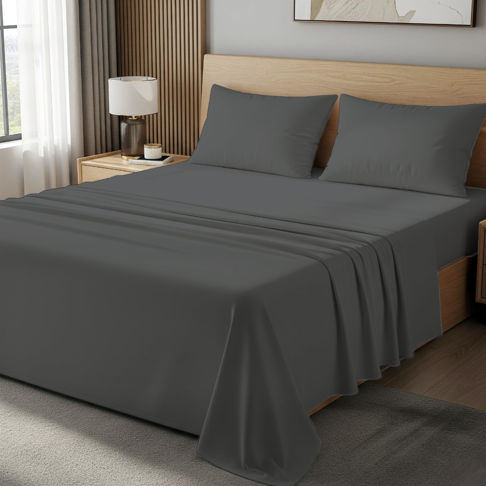 100% Egyptian Cotton 400TC Single 3PC Flat Sheet Set, Skin Safe