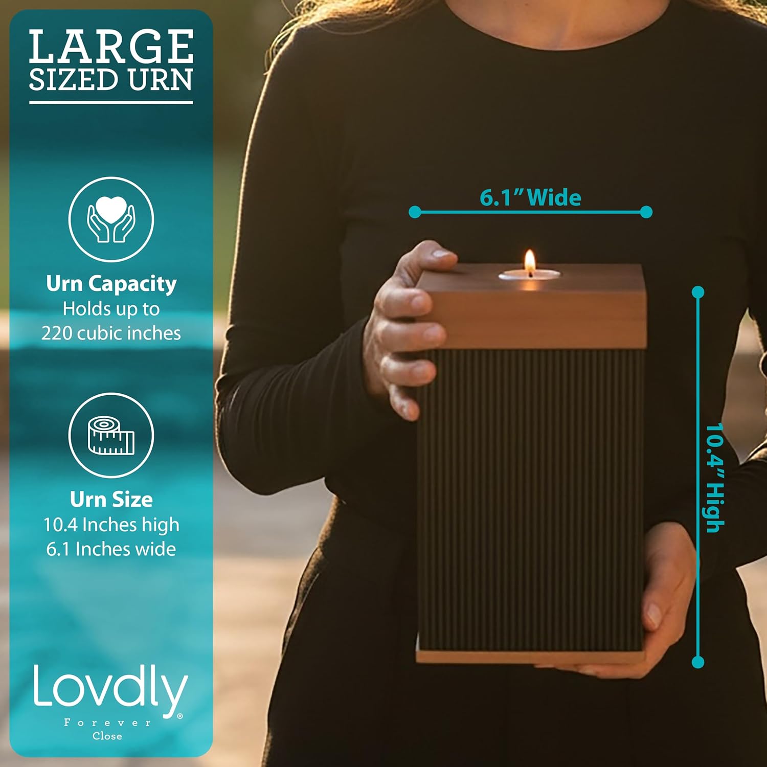 Cremation Urn for Human Ashes | Keepsake Urns for Adult Ashes | Decorative Urn Made from Premium Wood (Wood, Large Memoria Urn) - Image 2