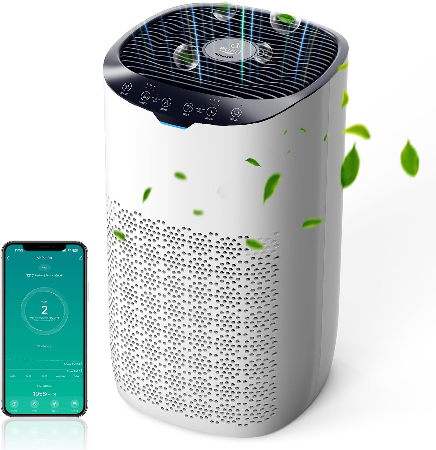 Purificatore d'aria con telecomando, filtro aria con aromaterapia, CADR Purificatore d'aria con telecomando, filtro aria con aromaterapia, CADR