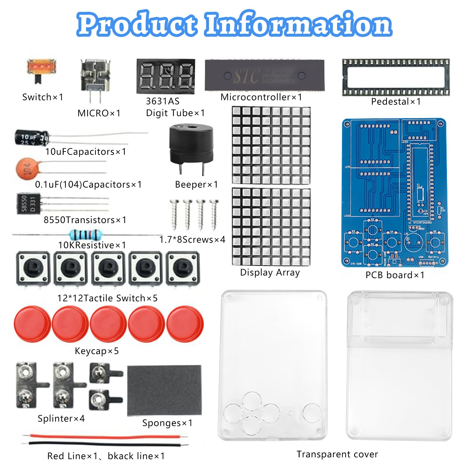 FAELNK Console de Jeu Bricolage Kit Electronique Kit Manuel de Console Jeu Jouets De Soudage Jeu Pièces De Soudage Bricolage Support pour Tetris/Snake/Avion/Racing (Rouge Console de Jeu Bricolage Kit)