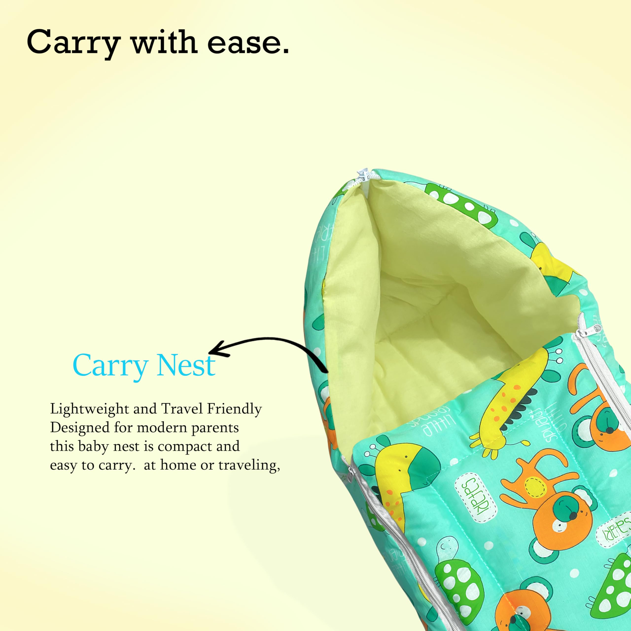 MOM & SON Baby Sleeping Bag for Newborns Soft & Cozy Infant Carry Nest | 3-in-1 Baby Wrapper, Sleeping Sack & Carrier | Sleeping Pod | Baby Bedding Set, Baby Portable Bassinet (0-6 Months, Green) - Image 5 thumbnail