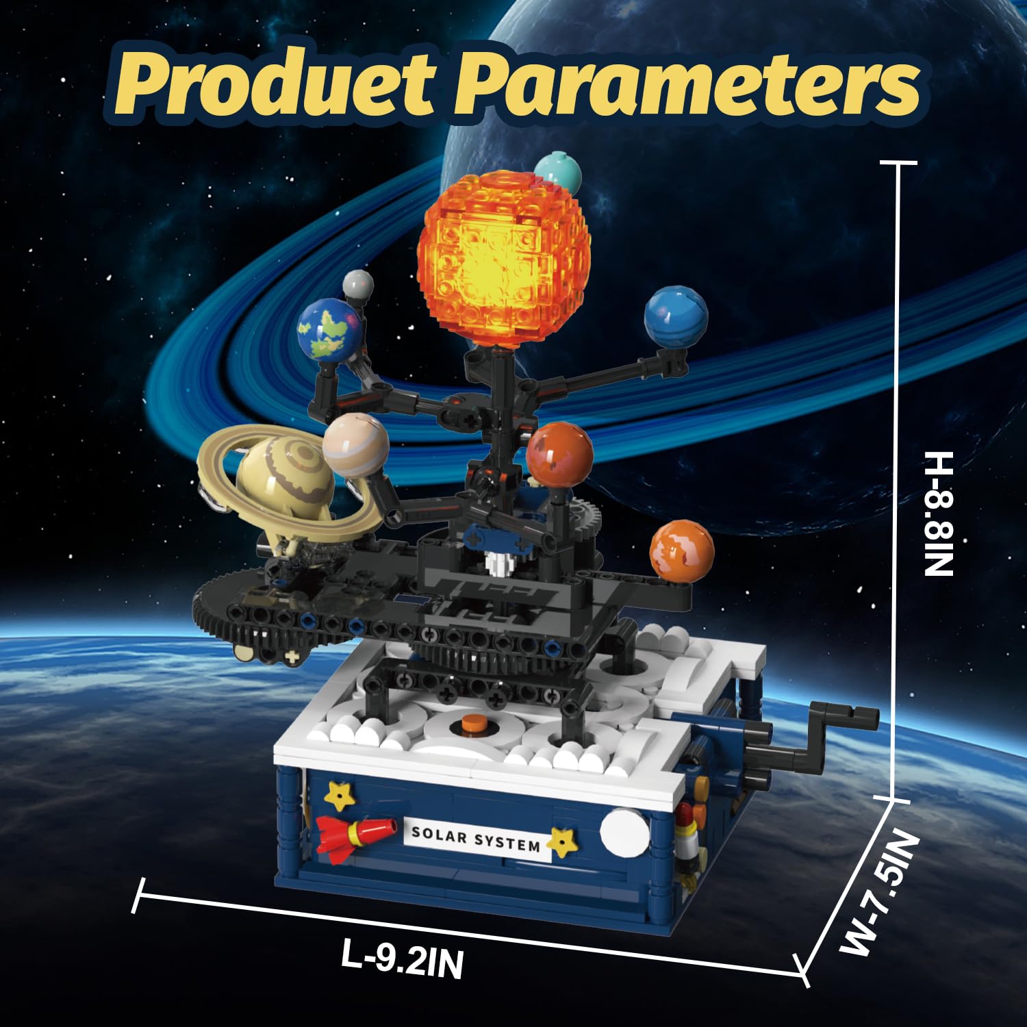 Solar System Building Sets，Compatible with Lego Space, Rotatable Planet Toys for Boys Age 8-12 with 9 Planets & Rocket Sets,Solar System for Kids,Gifts for Boys & Girls Age 8-14 Years Old，775 PCS